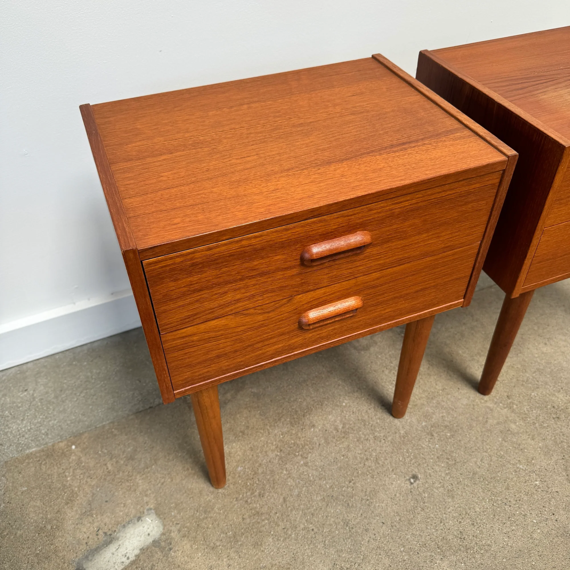 Danish Modern Pair of Teak Two Drawer Nightstands - Image 4