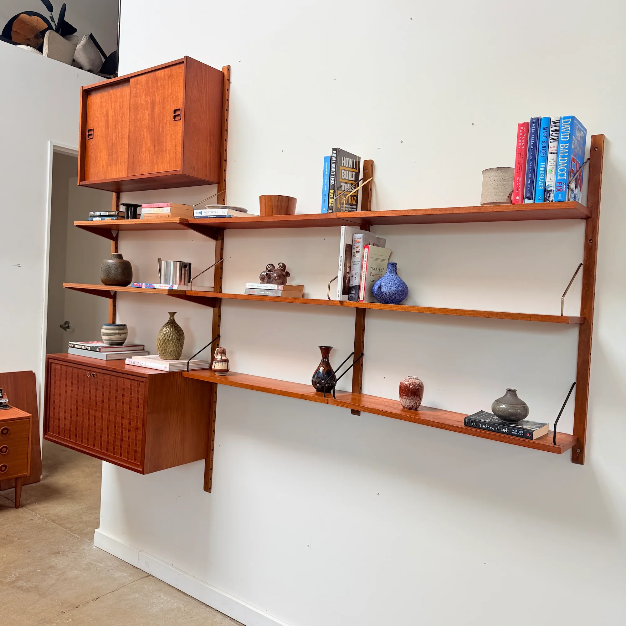 Danish Modern Poul Cadovius Teak 3 bay Wall Shelving - Image 2