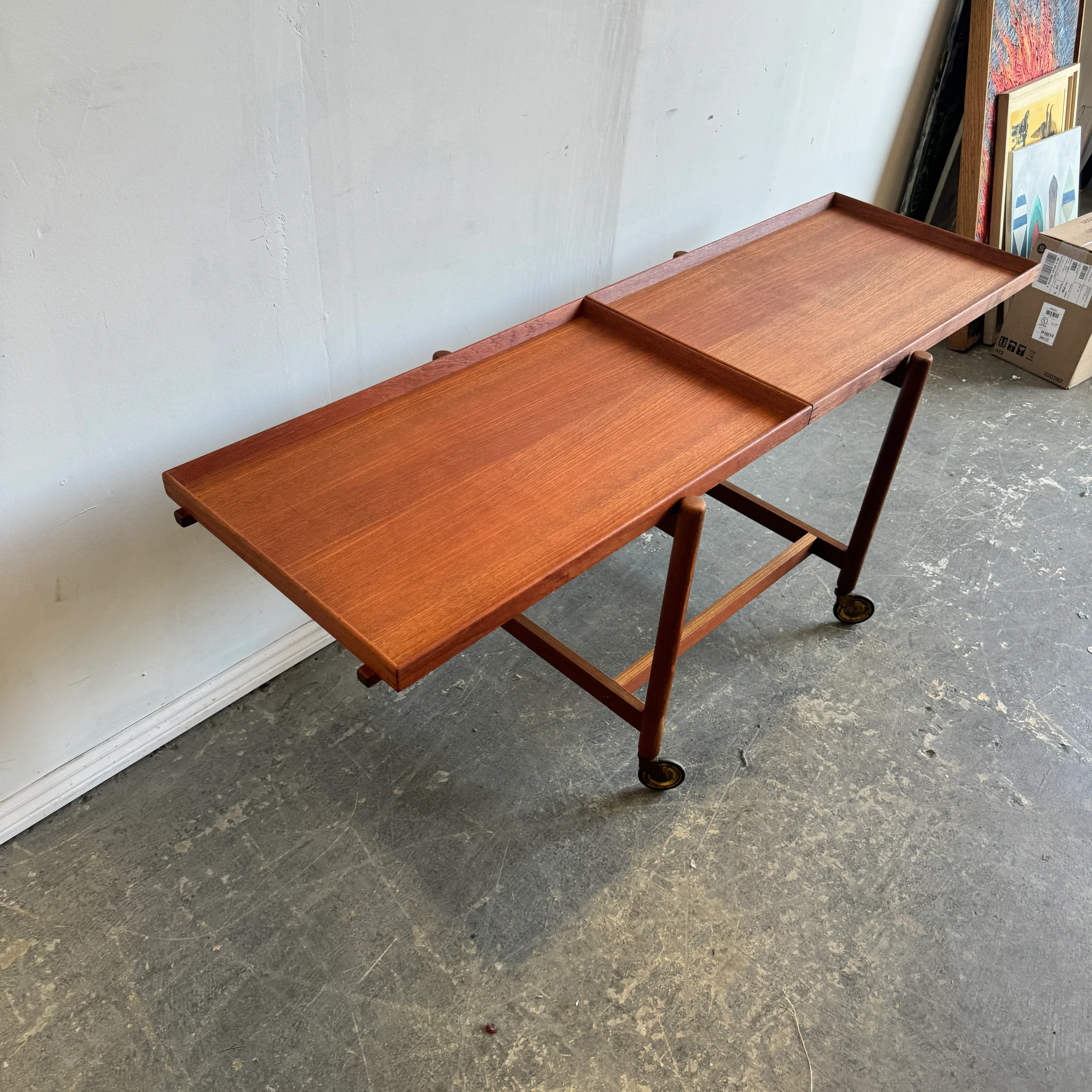 Danish Modern Poul Hundevad Expandable Teak Bar Cart - Image 2