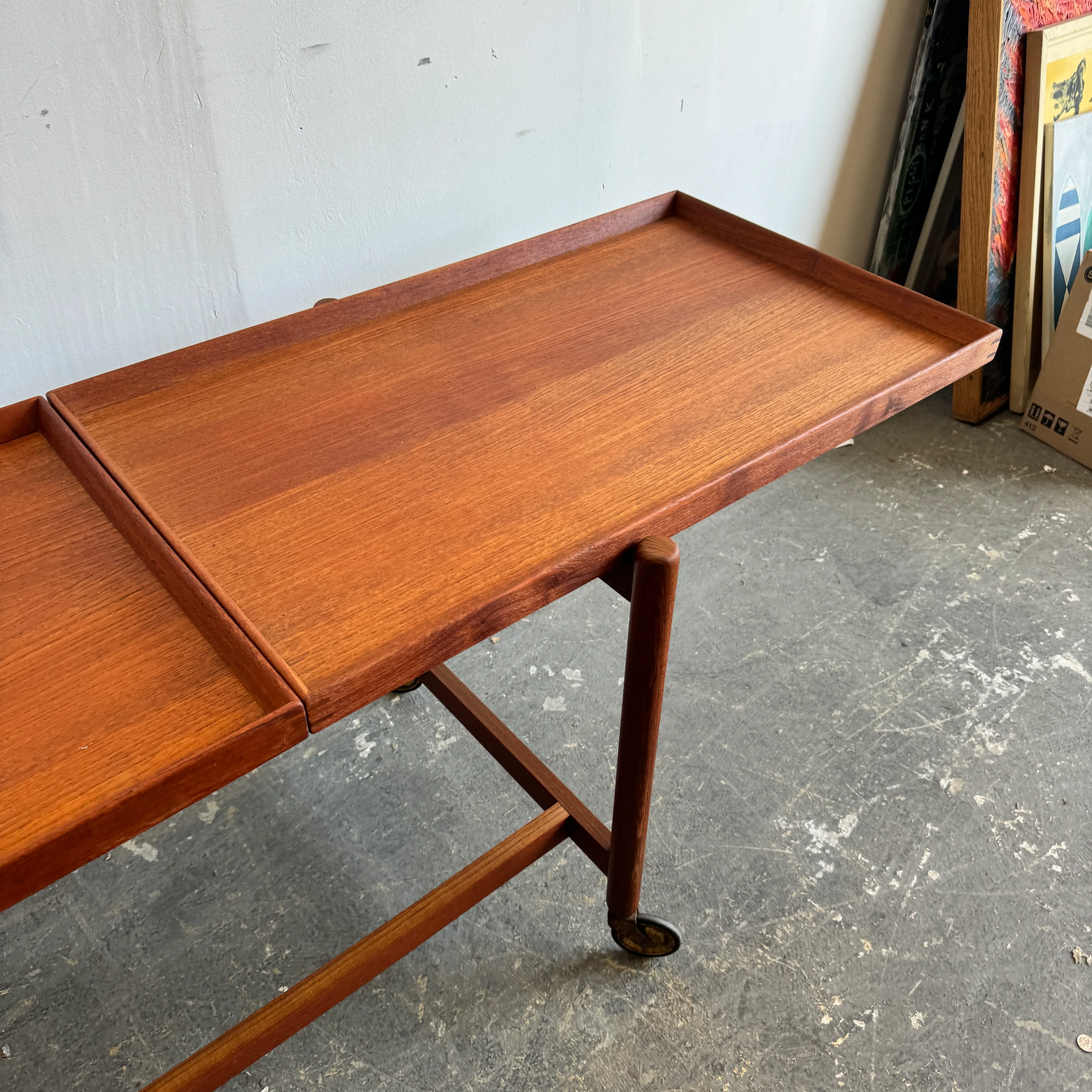 Danish Modern Poul Hundevad Expandable Teak Bar Cart - Image 5