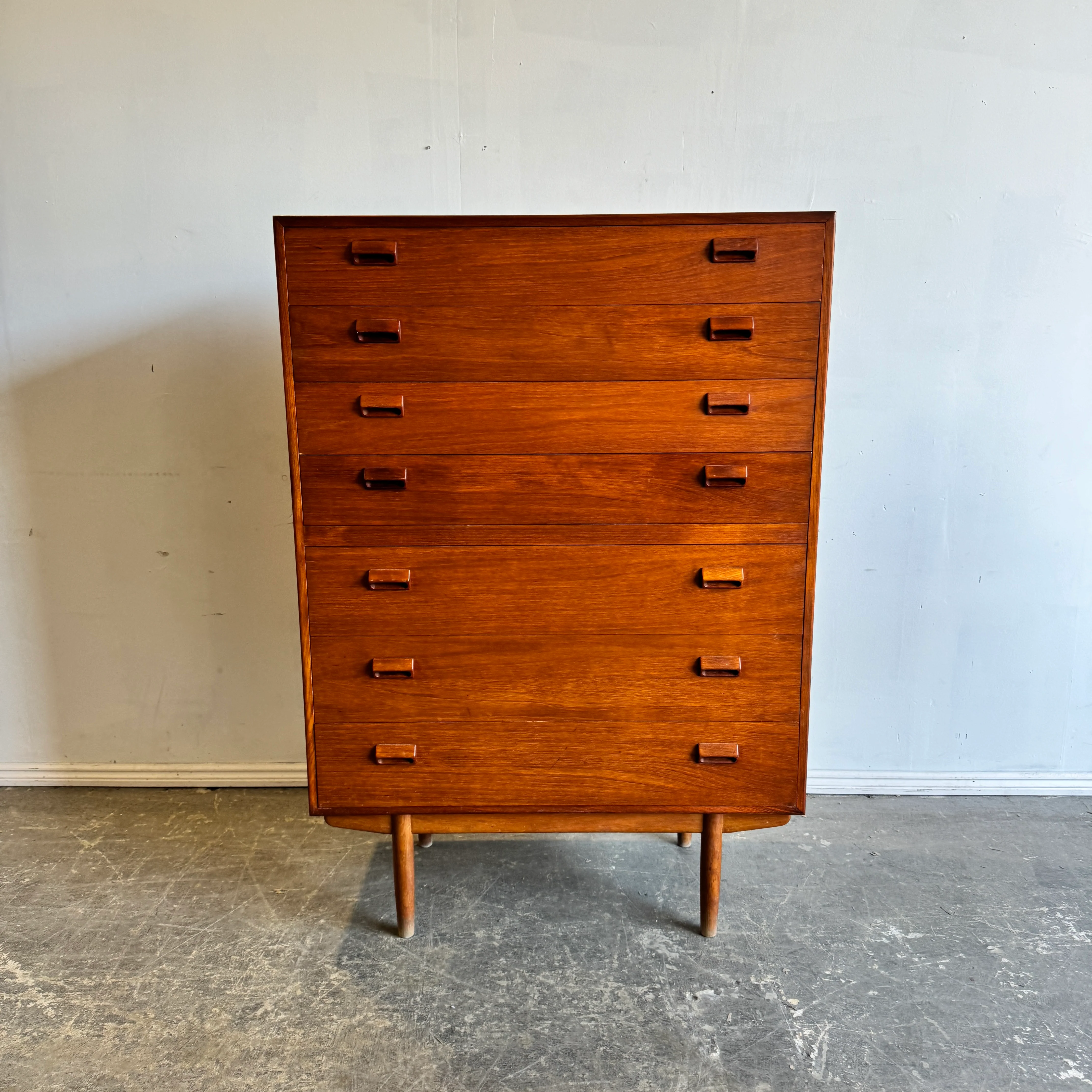 Danish Modern Rare High Teak 7- Drawer Dresser by Borge Mogensen
