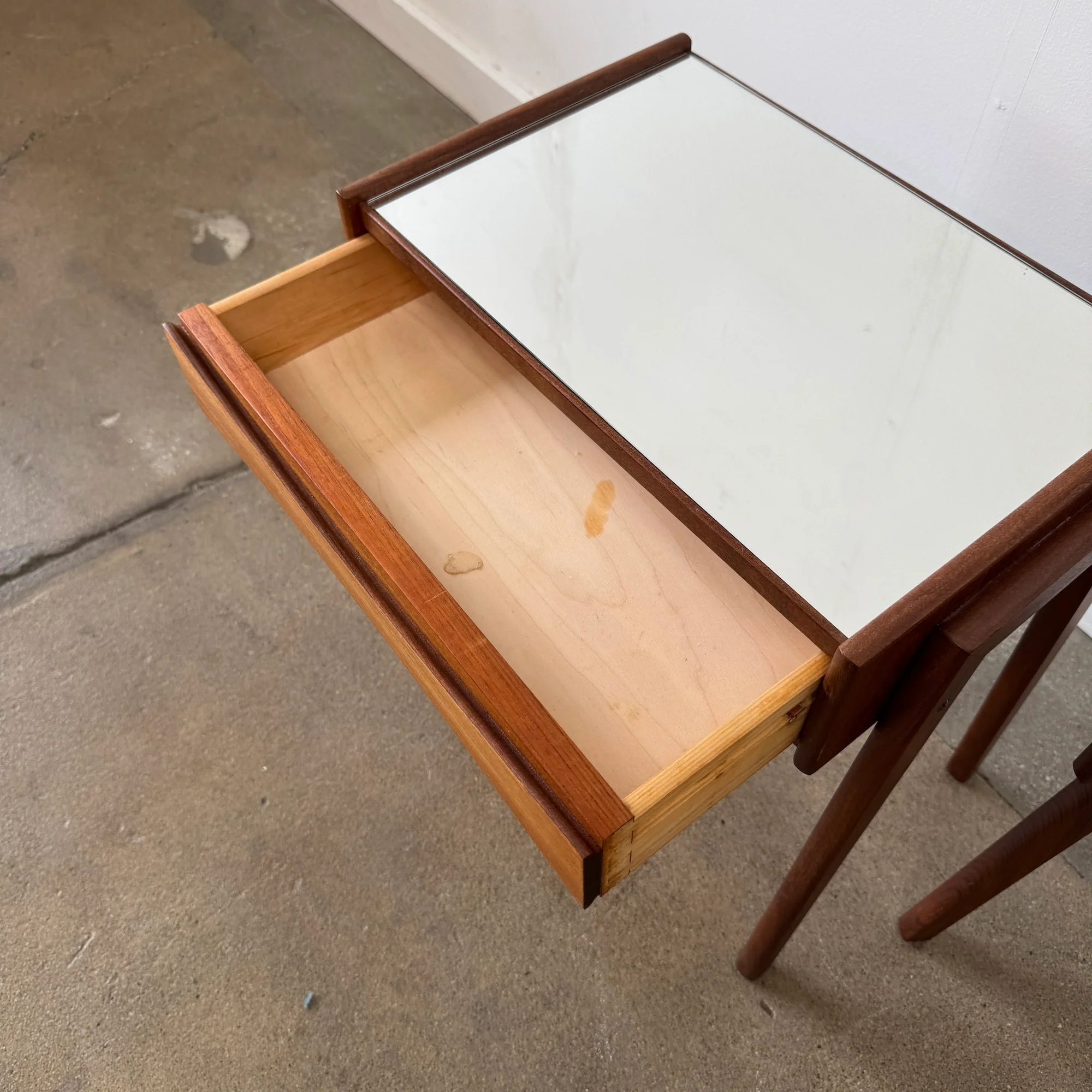 Danish Modern Rare Pair of Arne Vodder Danish Nightstands – Teak with Mirror Tops - Image 6