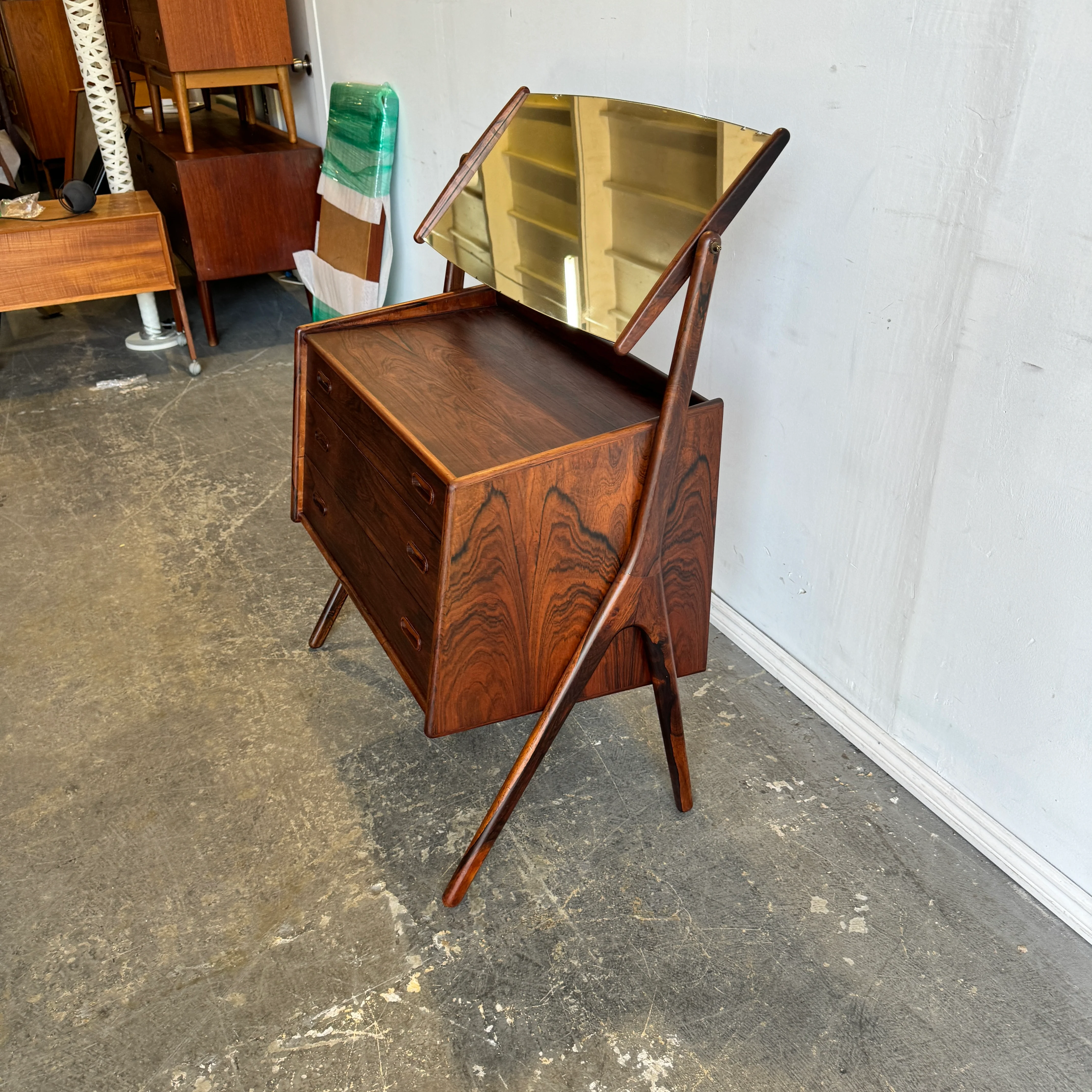 Danish Modern Rare Svend Åge Madsen Rosewood Vanity Dresser For N.B Mobelfabrik - Image 3