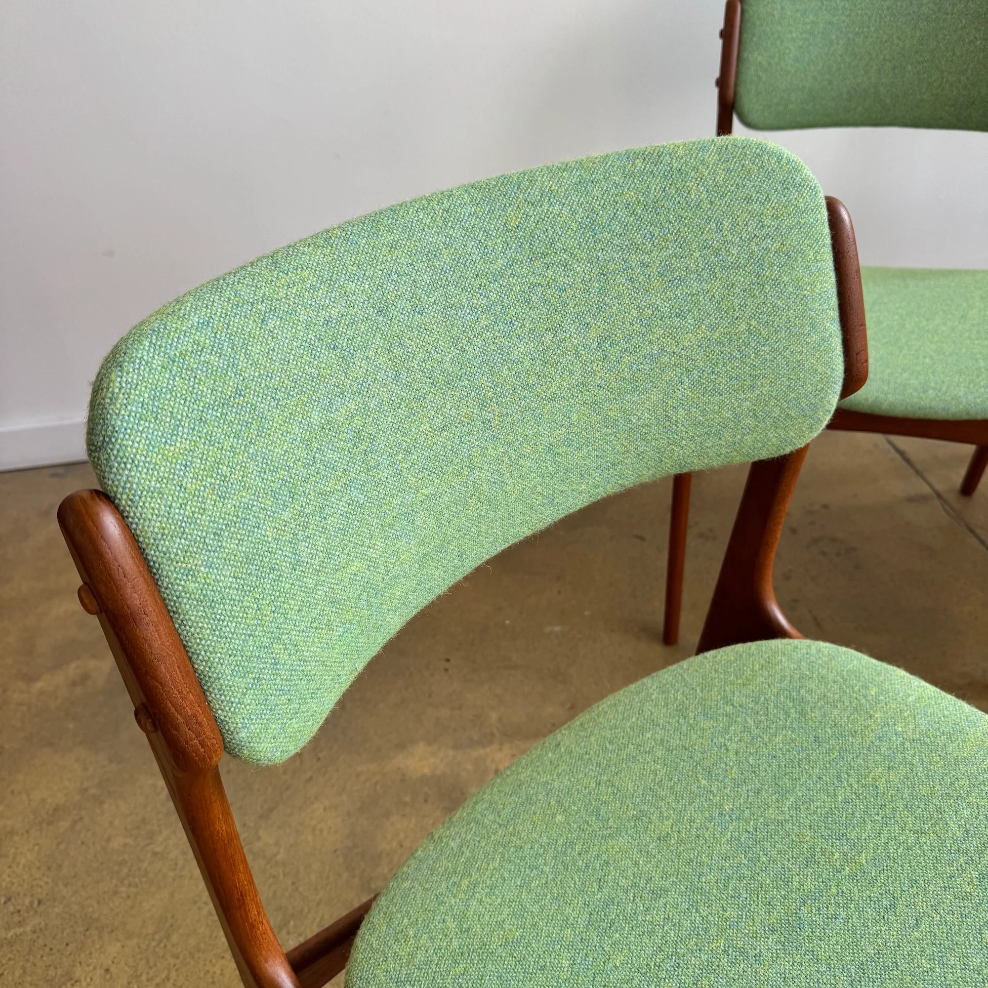 Danish Modern set of 4 Erik Buch Model 49 Teak Dining chairs (New Upholstery + Fully Refinished) - Image 9