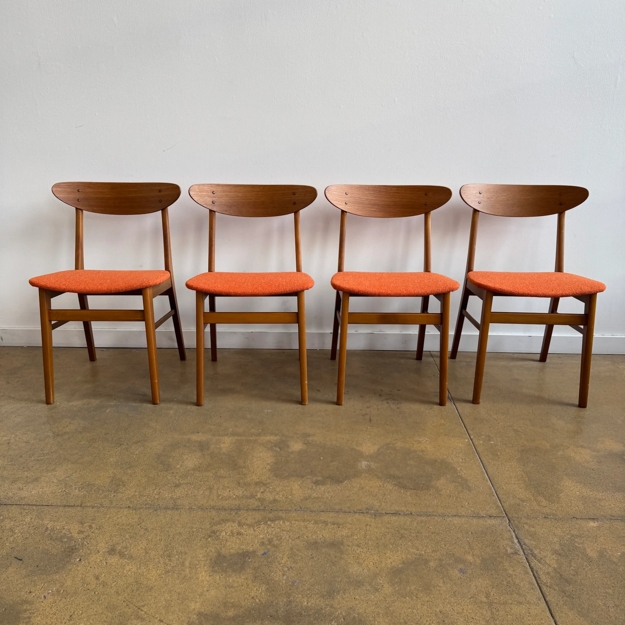 Danish Modern Set of 4 Farstrup Model 210 Dining chairs (Knoll Boucle upholstery)