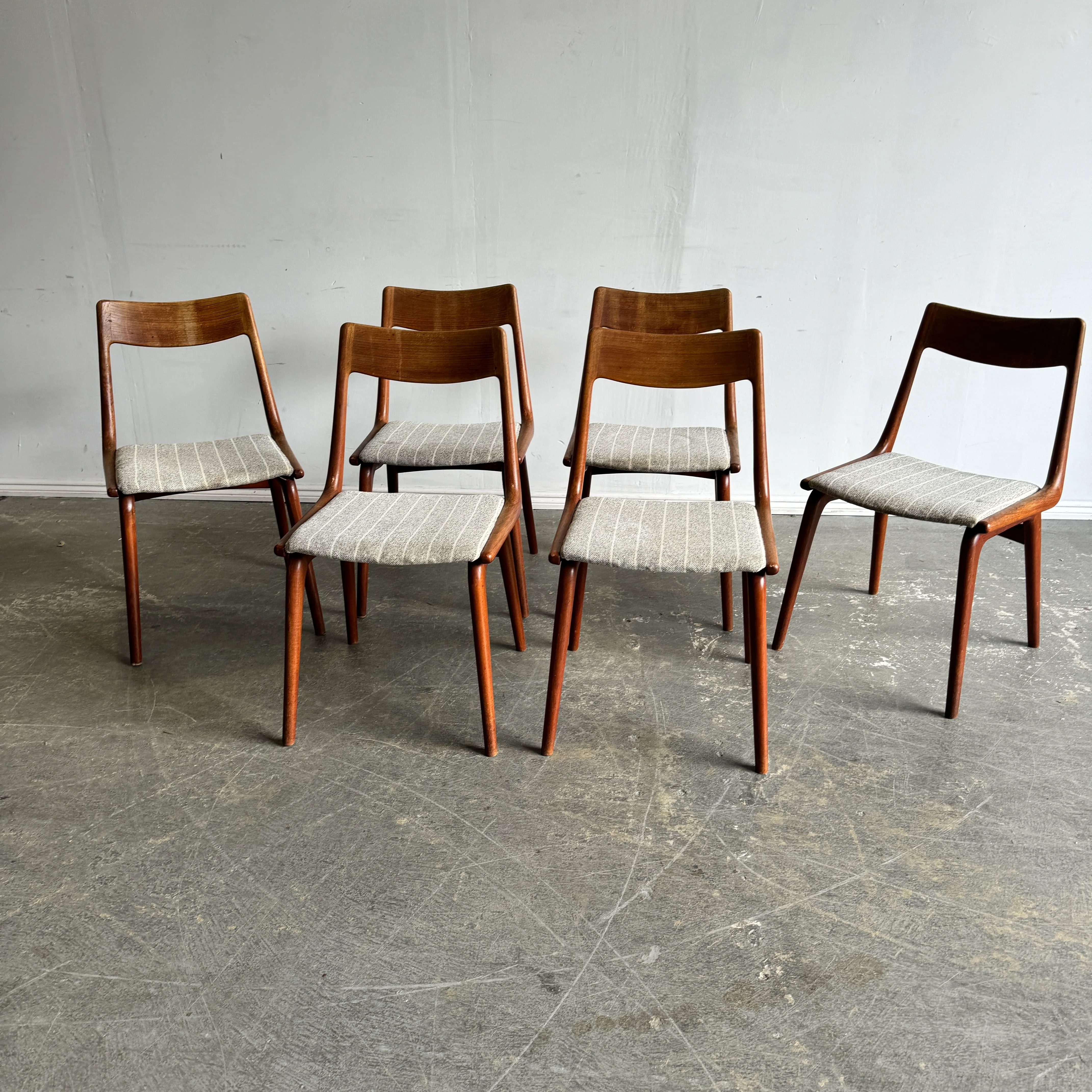 Danish Modern set of 6 "Boomerang" chairs by Alfred Christensen for Slagelse - Image 2
