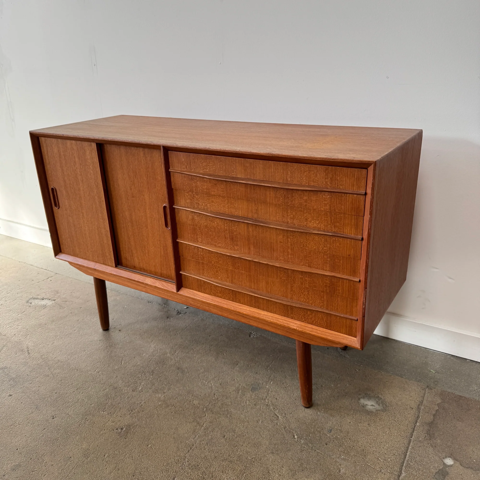 Danish Modern Small Teak Sideboard with Drawers and Sliding Doors, 1960s - Image 3