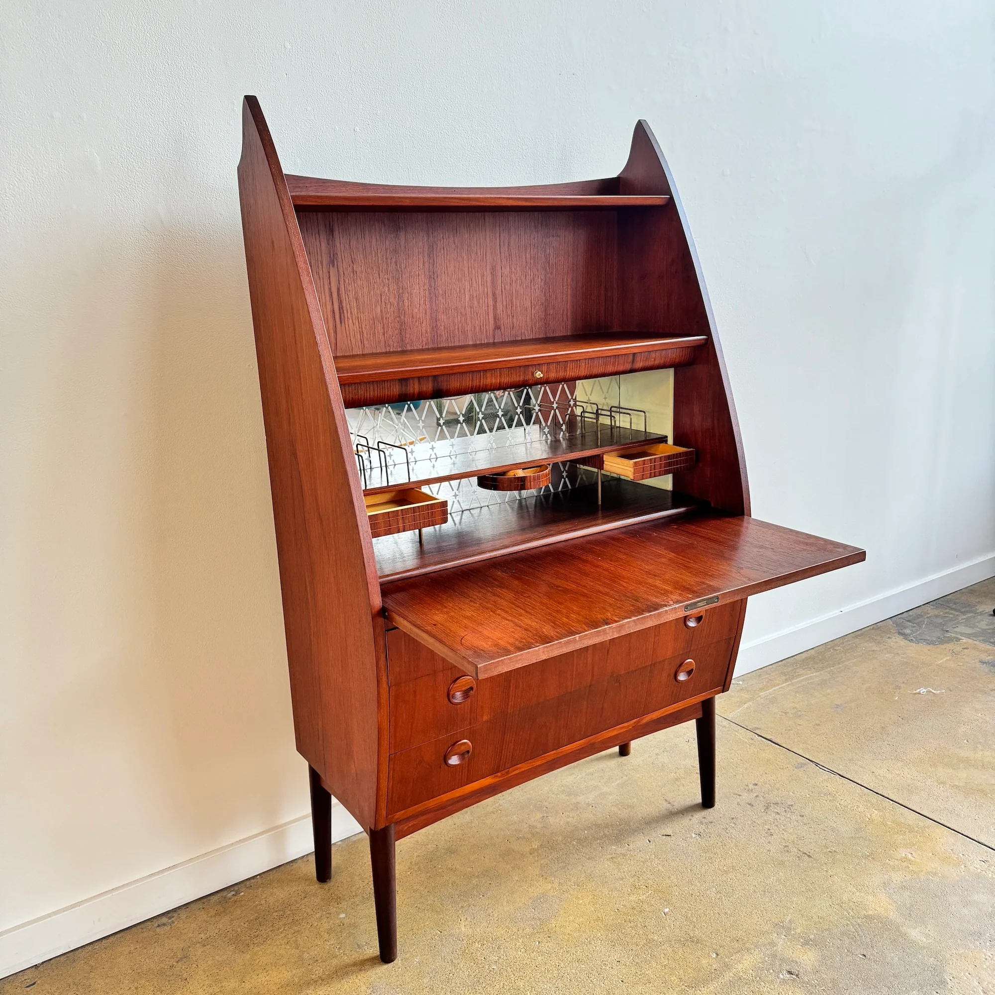Danish Modern Tall Teak Bar Cabinet - Image 2