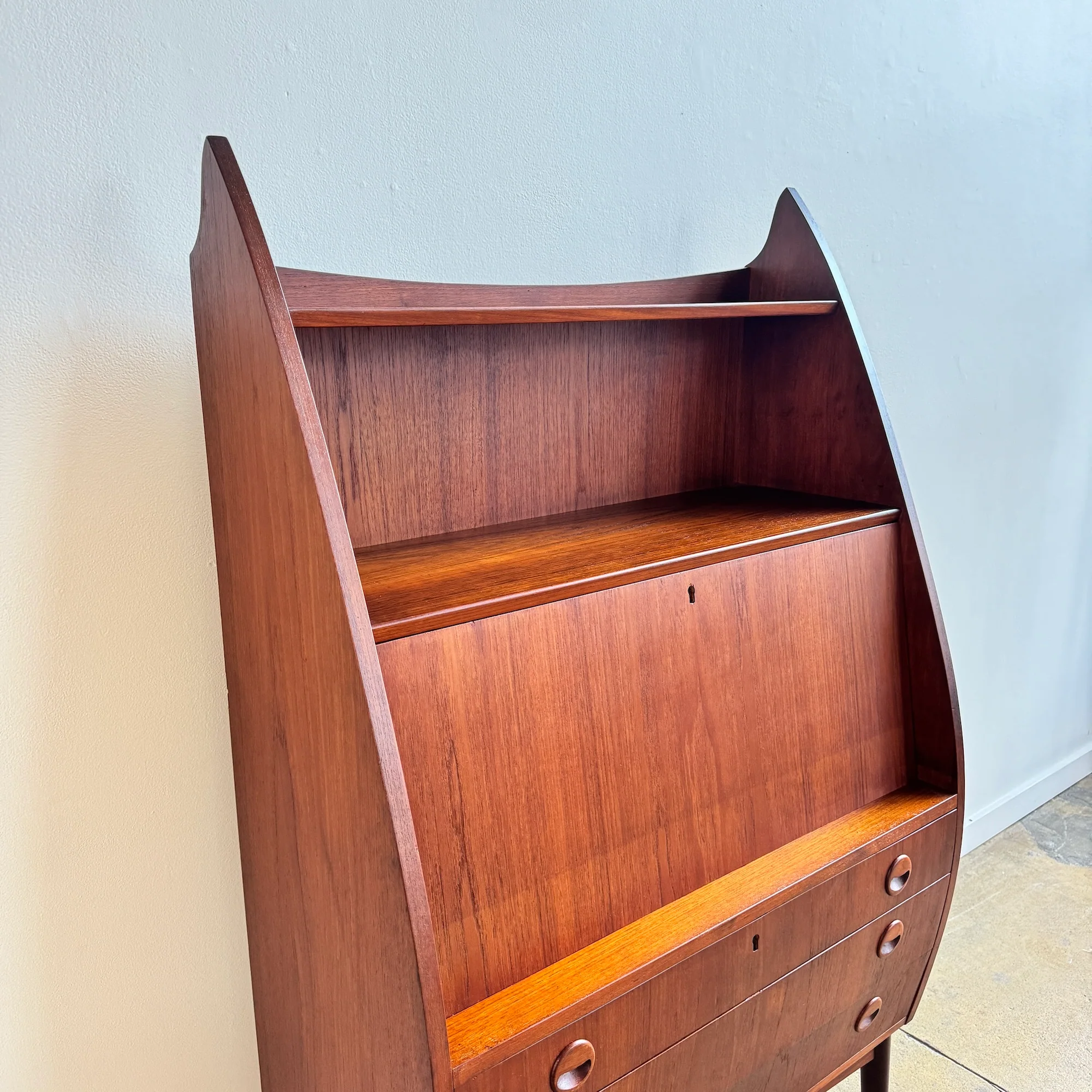 Danish Modern Tall Teak Bar Cabinet - Image 5
