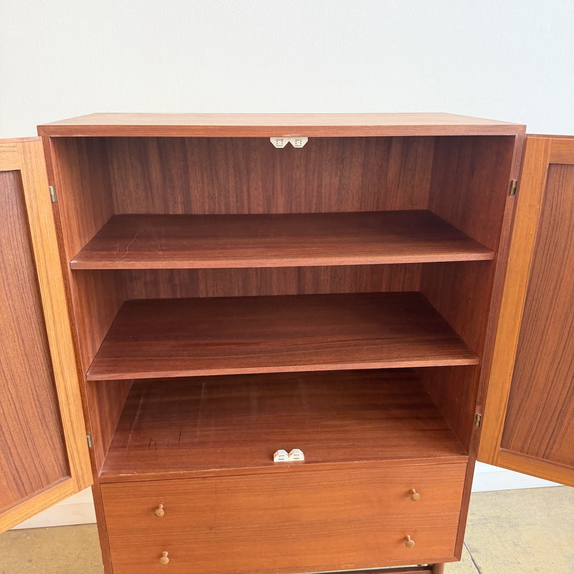 Danish Modern Tall Teak Storage Cabinet - Image 7