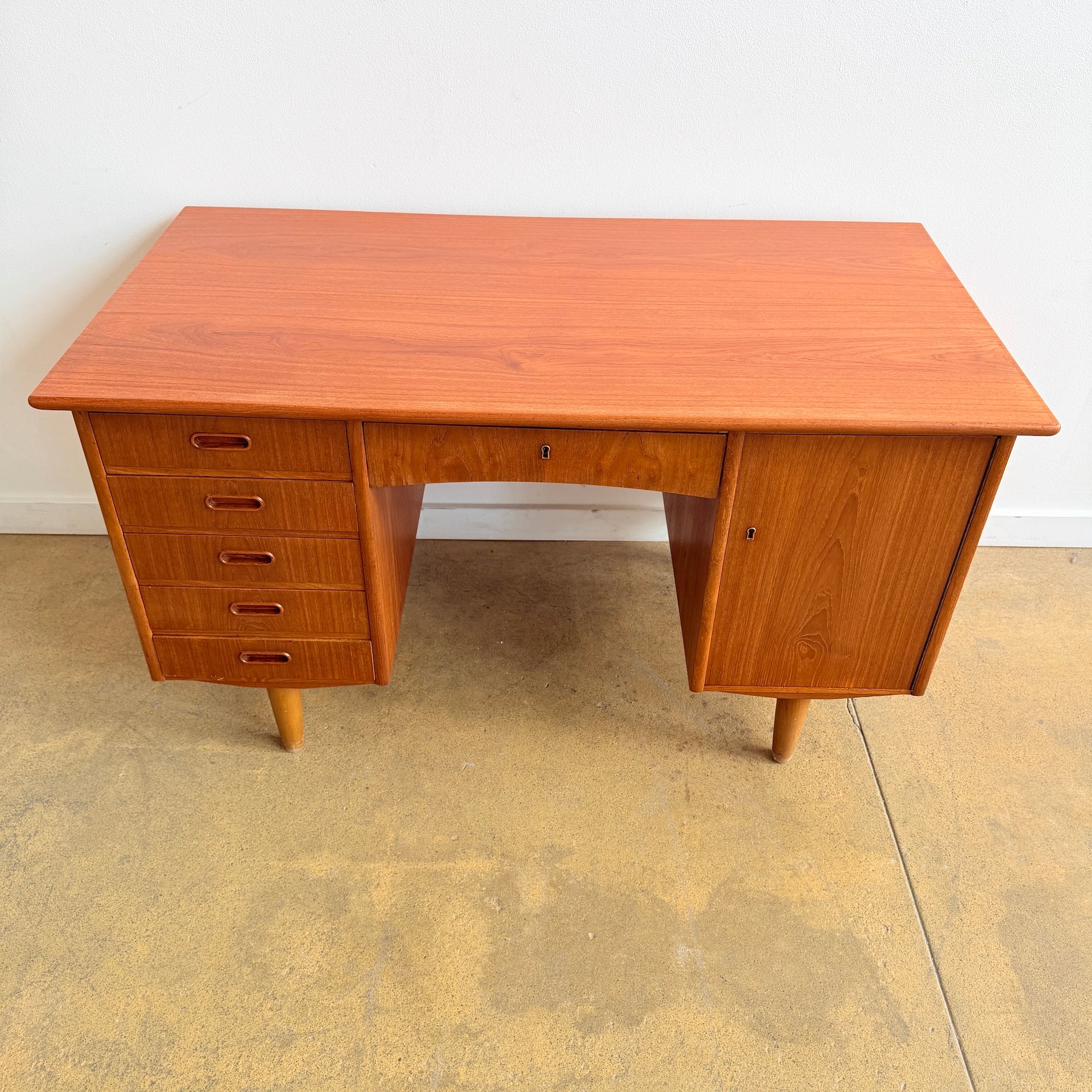 Danish Modern Teak 6 Drawer Desk - Image 2