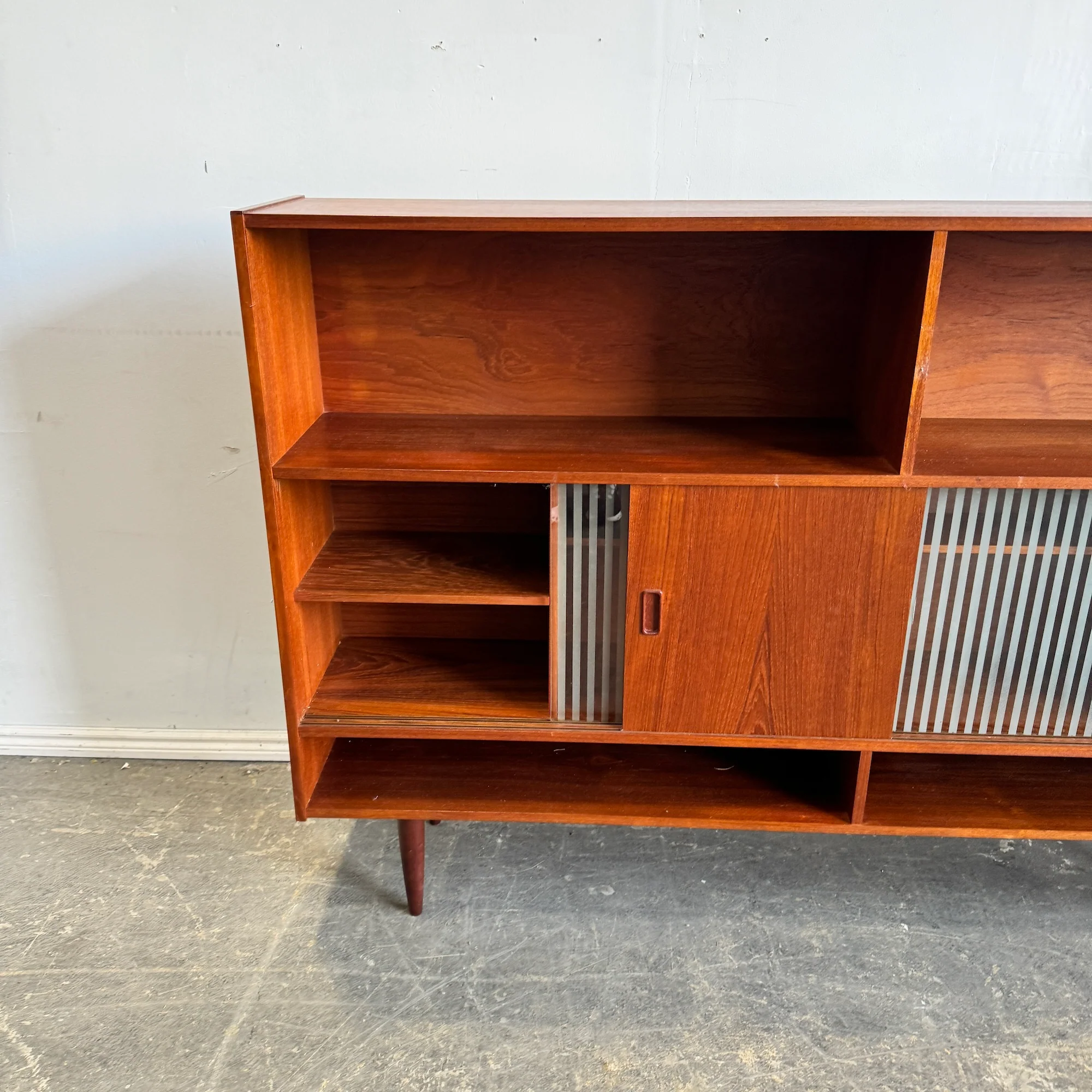 Danish Modern Teak Bookcase Sliding door - Image 5