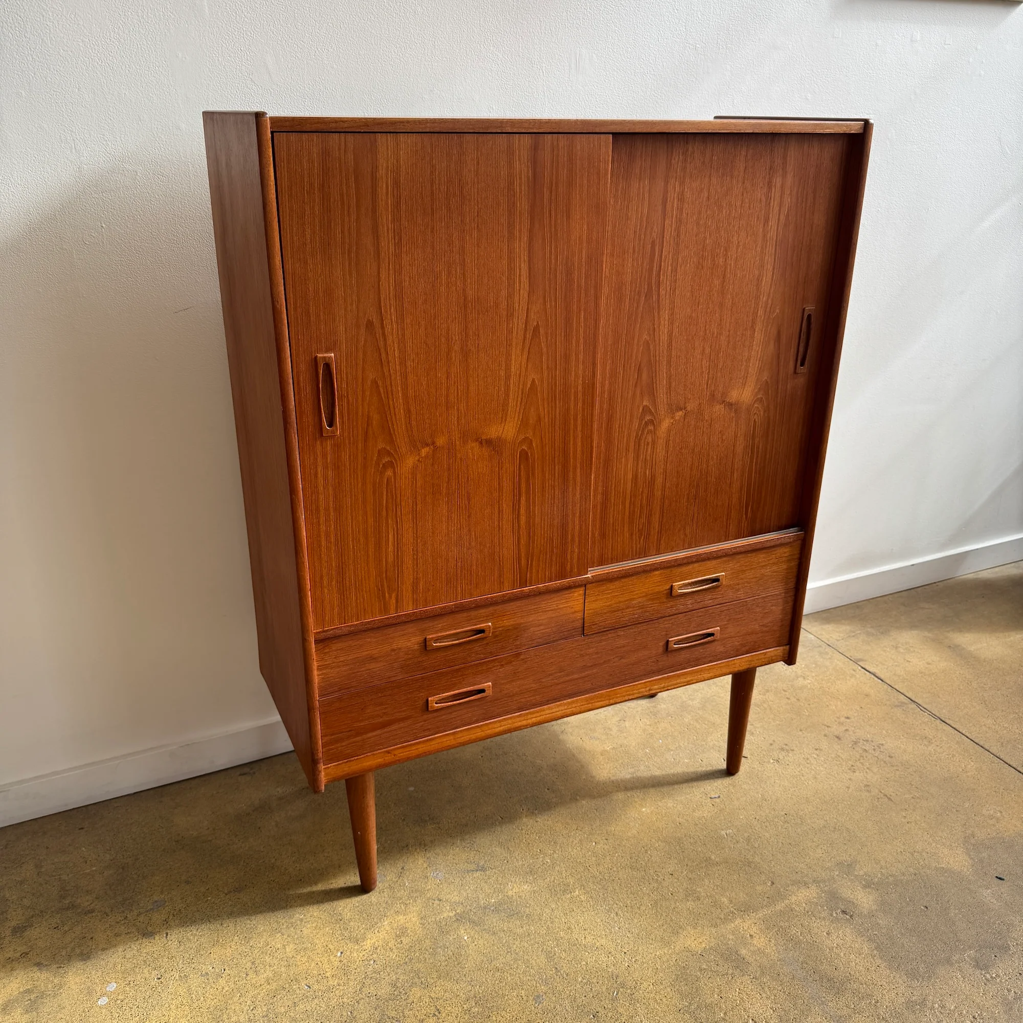 Danish Modern Teak Cabinet with Sliding Doors and Drawers, 1960s - Image 2