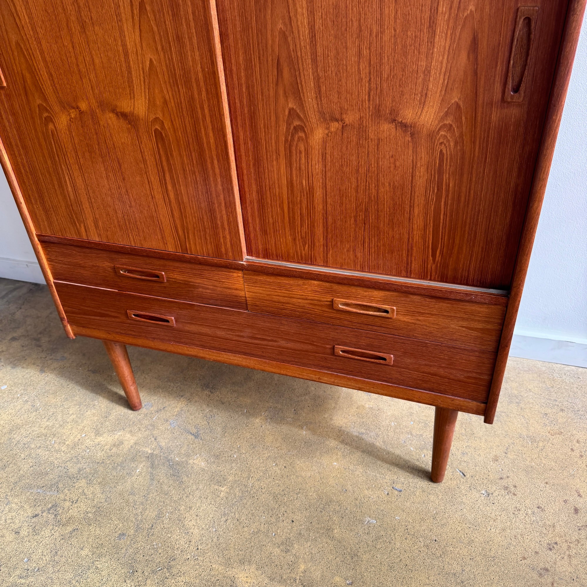 Danish Modern Teak Cabinet with Sliding Doors and Drawers, 1960s - Image 8