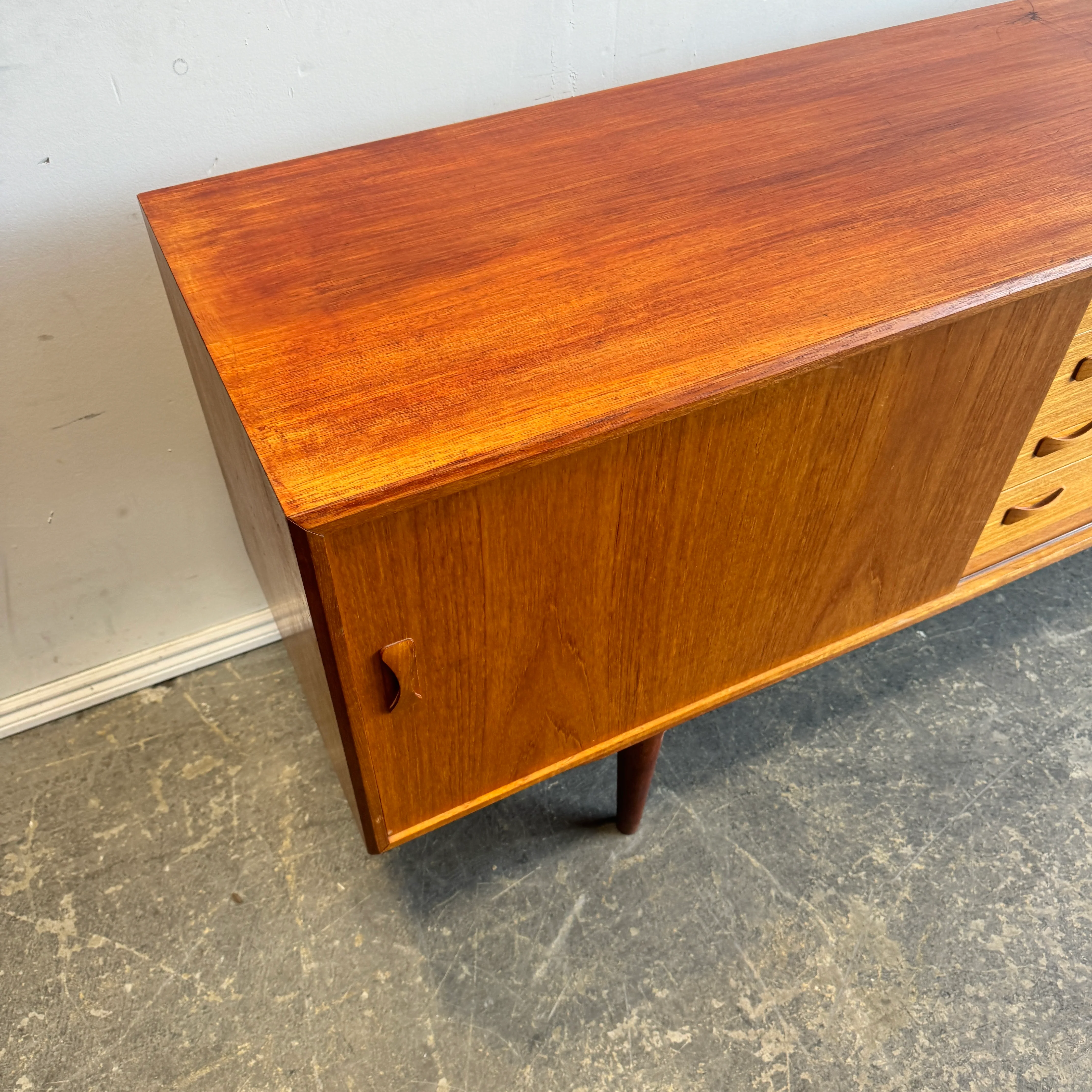 Danish Modern Teak Credenza by Clausen and Sons with dovetail Drawers - Image 4