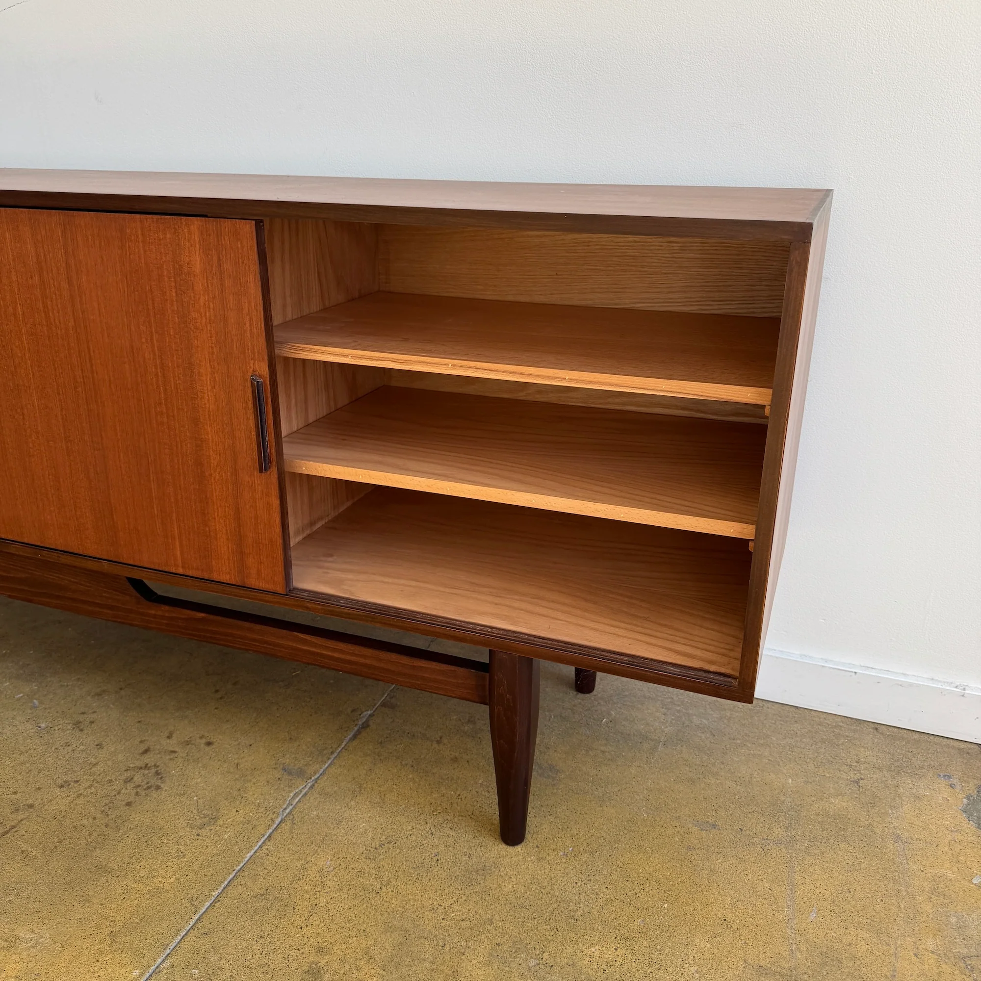 Danish Modern Teak Credenza with Sliding Doors and Five Drawers - Image 8