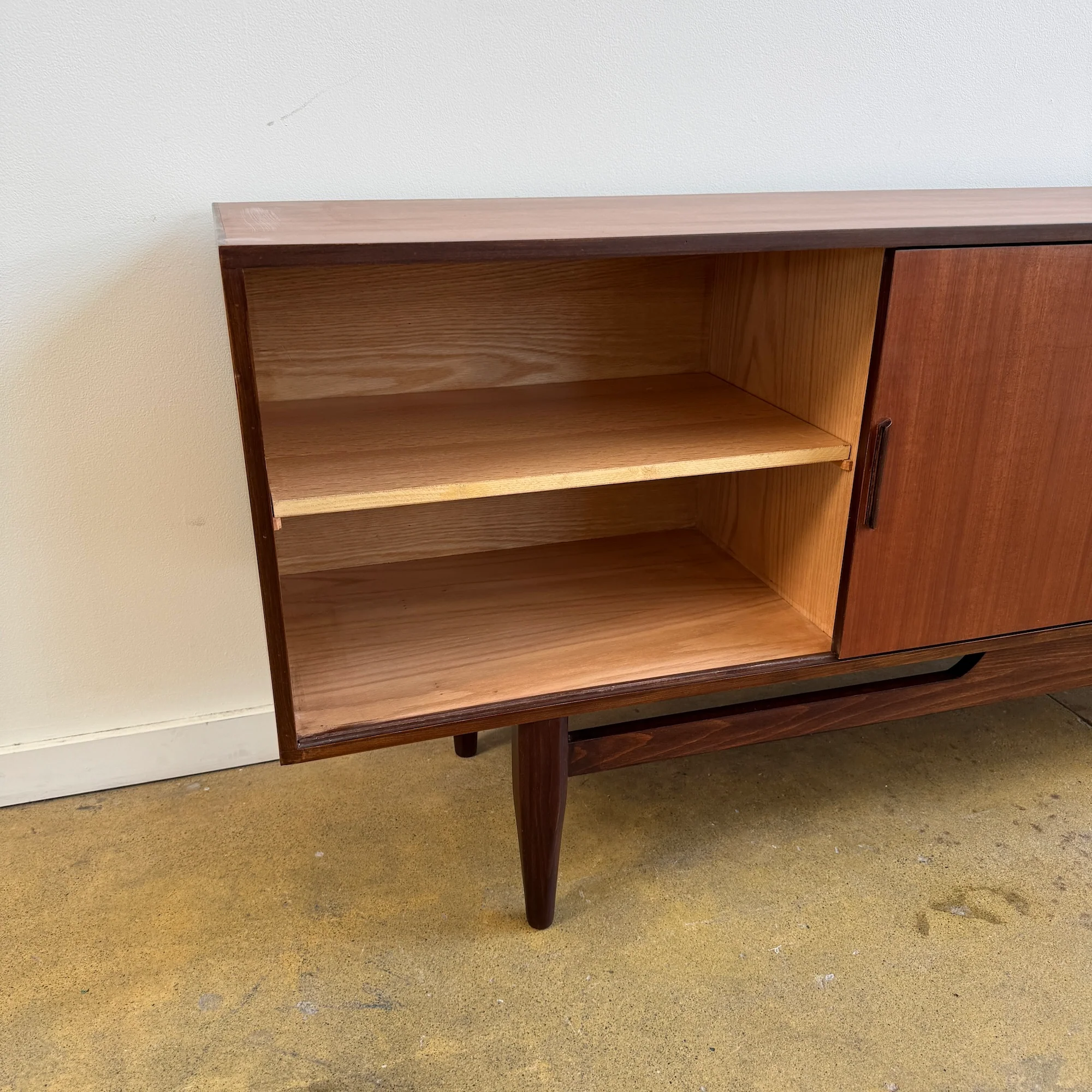 Danish Modern Teak Credenza with Sliding Doors and Five Drawers - Image 8