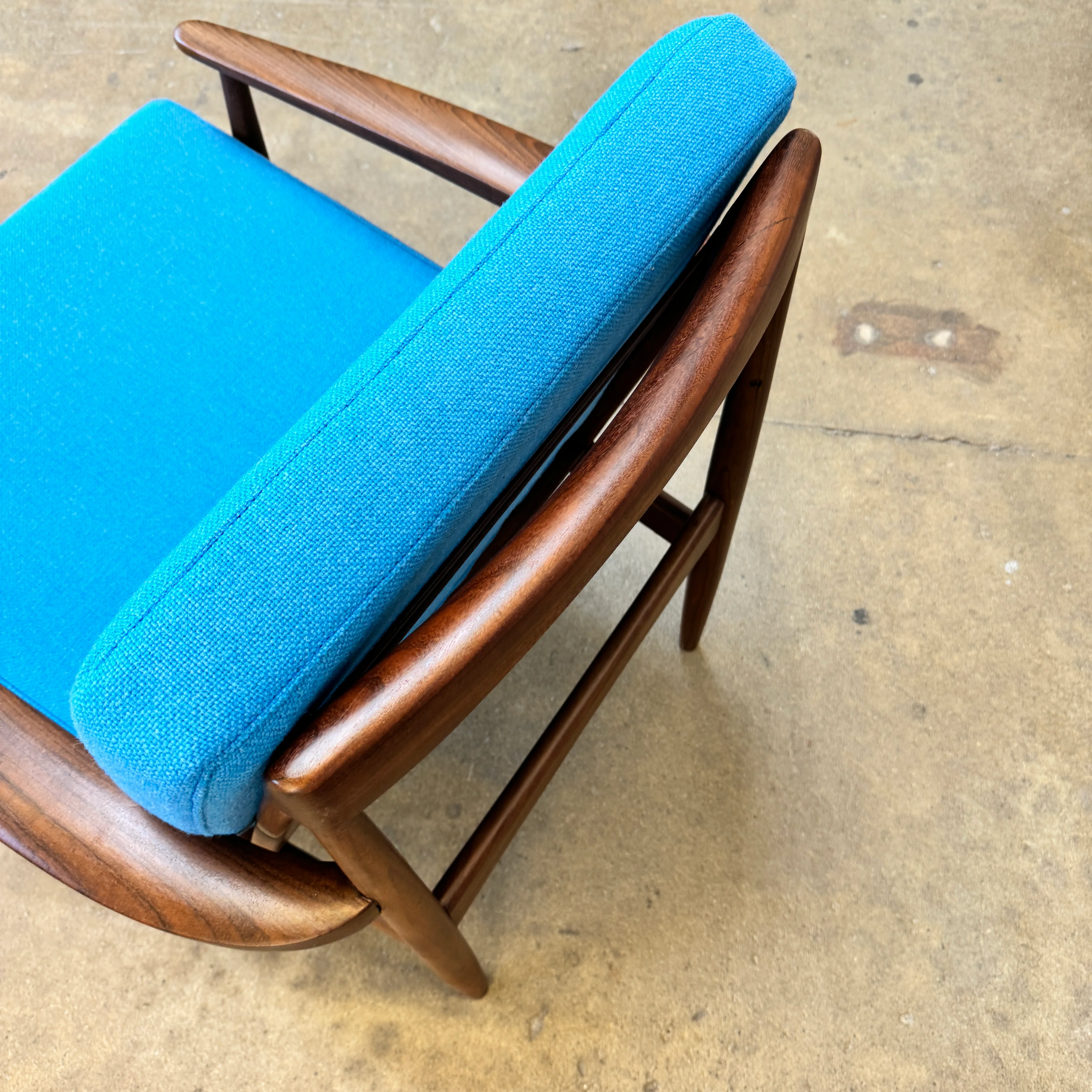 Danish Modern Teak Easy Chair with new Maharam upholstery - Image 4