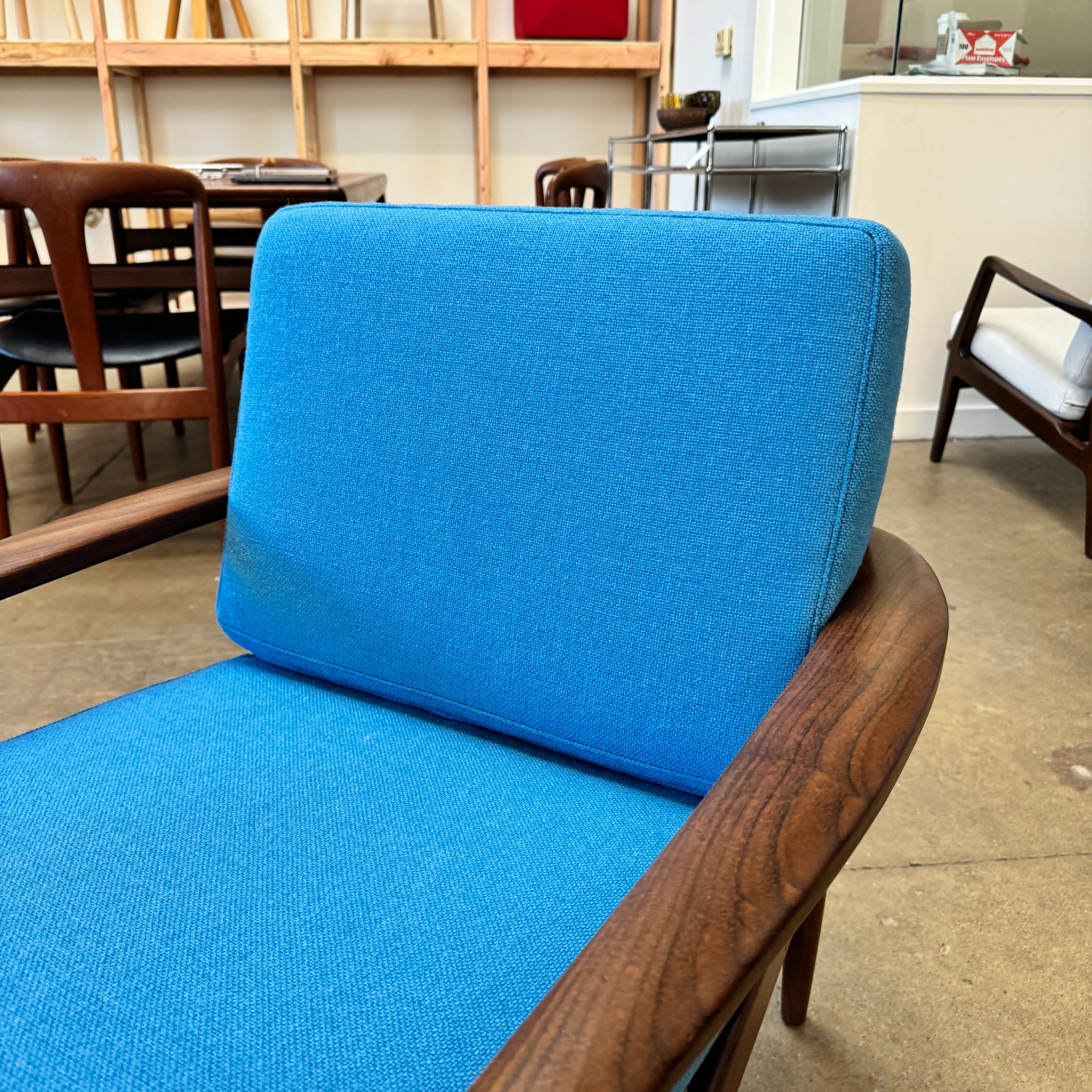Danish Modern Teak Easy Chair with new Maharam upholstery - Image 5
