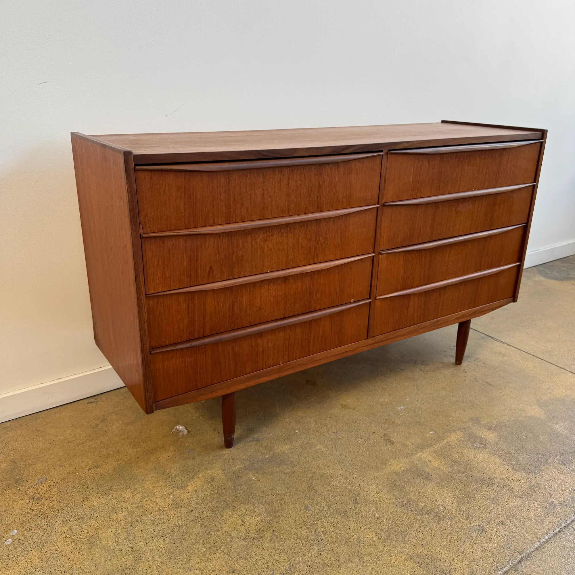 Danish Modern Teak eight drawer Low Dresser - Image 2