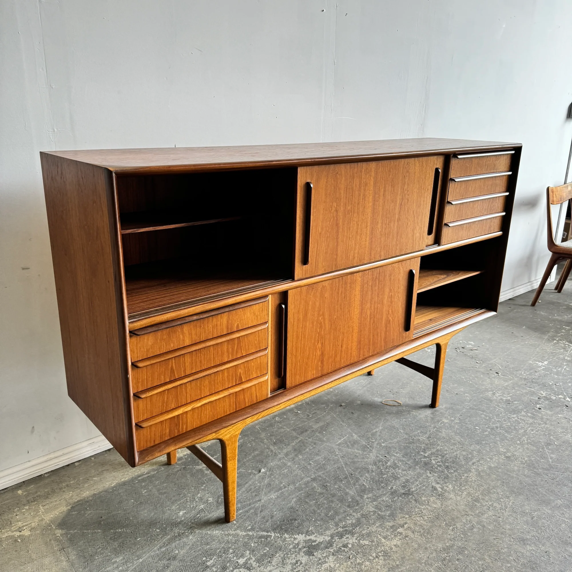 Danish Modern Teak Highboard Bar Cabinet - Image 4