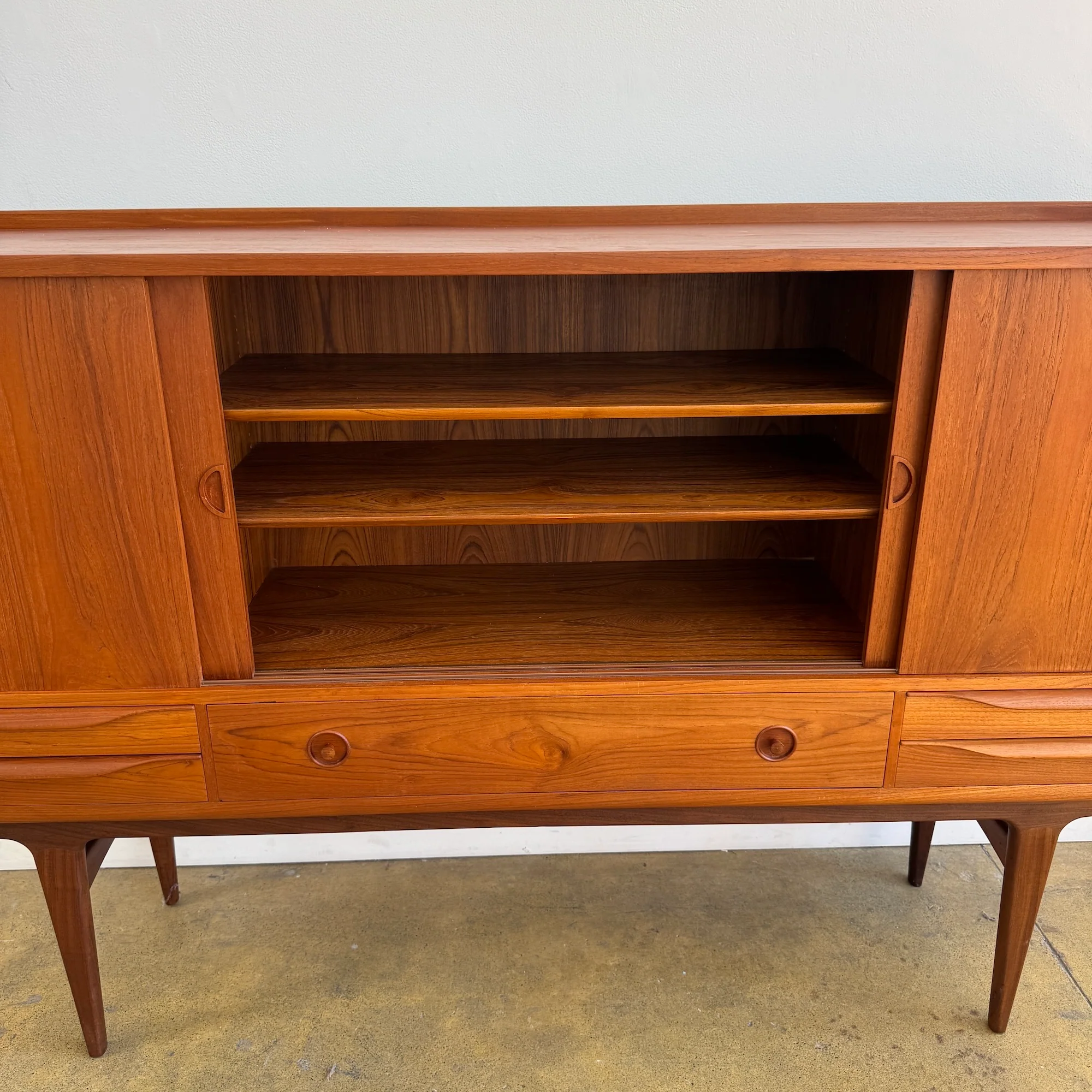 Danish Modern teak highboard credenza by Johannes Andersen - Image 8