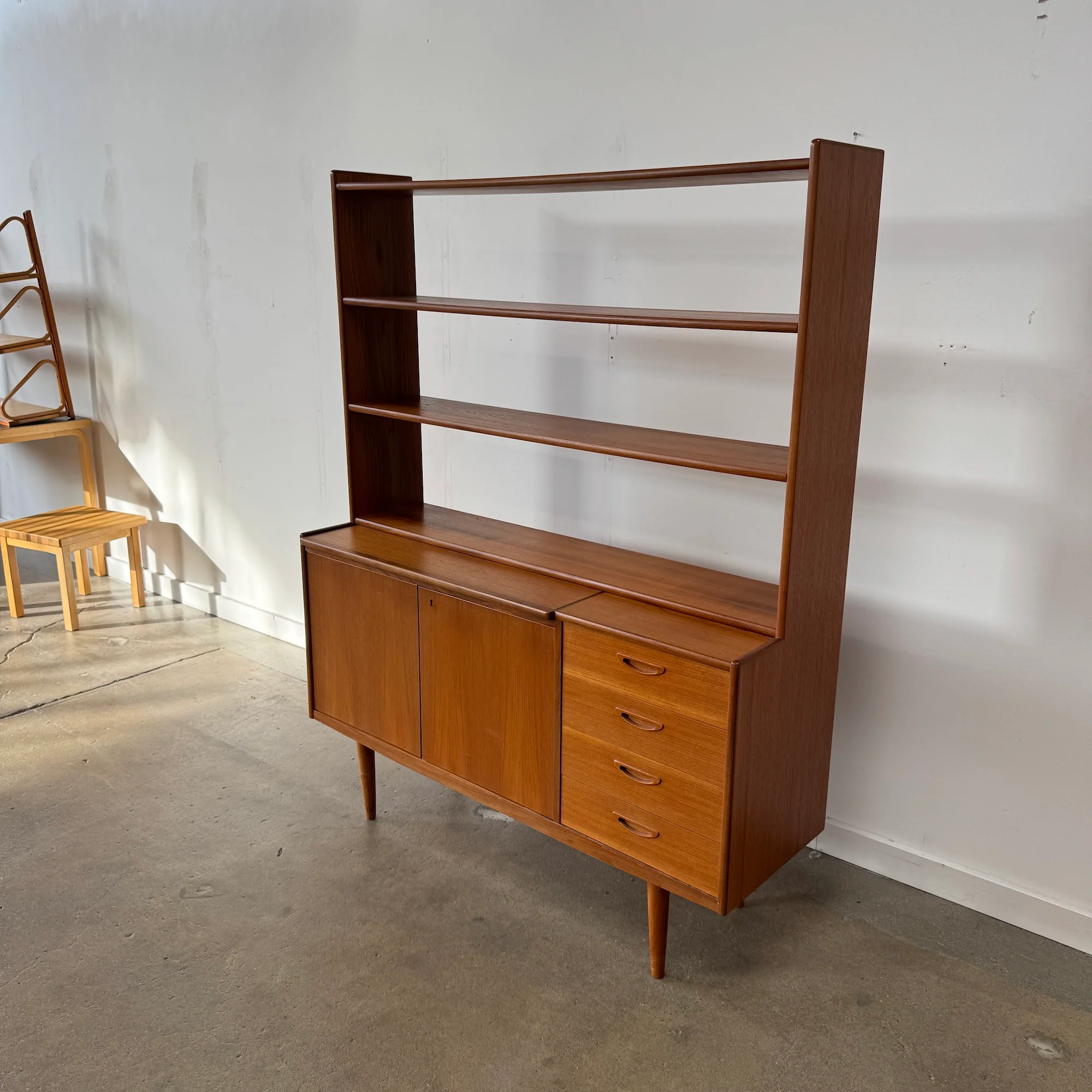 Danish Modern Teak Highboard with Hutch & Secretary Desk, 1960s - Image 2