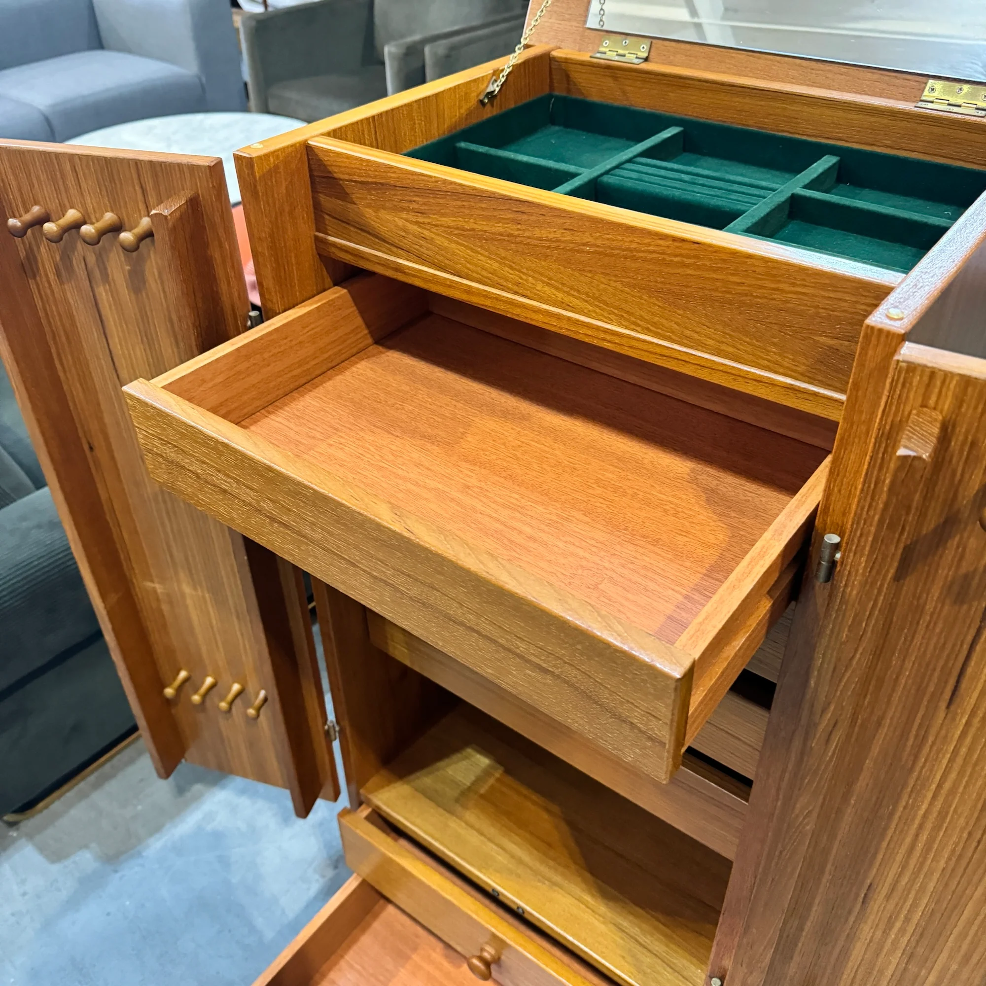 Danish Modern Teak Jewelry Cabinet by Fbj Mobler of Denmark - Image 11