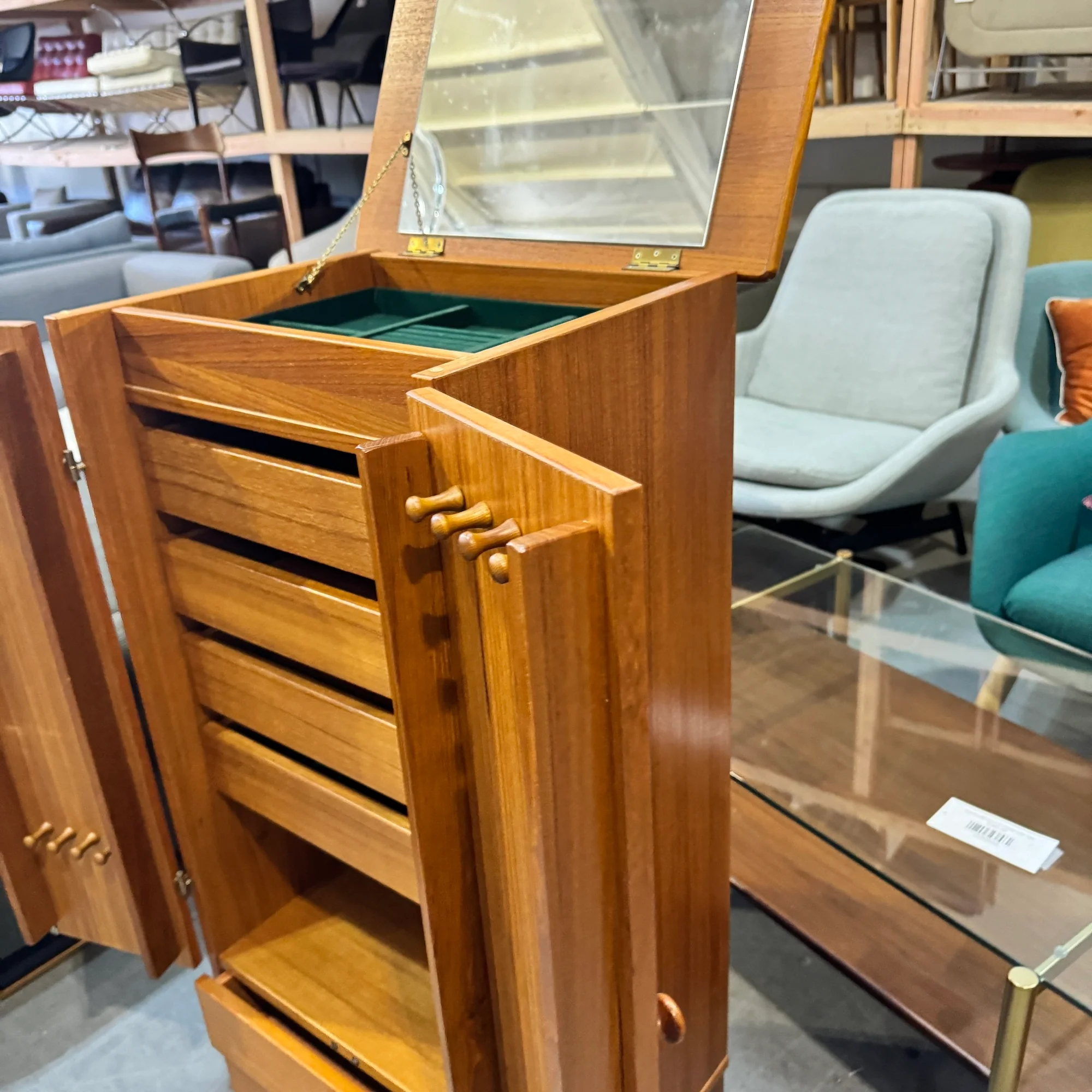 Danish Modern Teak Jewelry Cabinet by Fbj Mobler of Denmark - Image 6