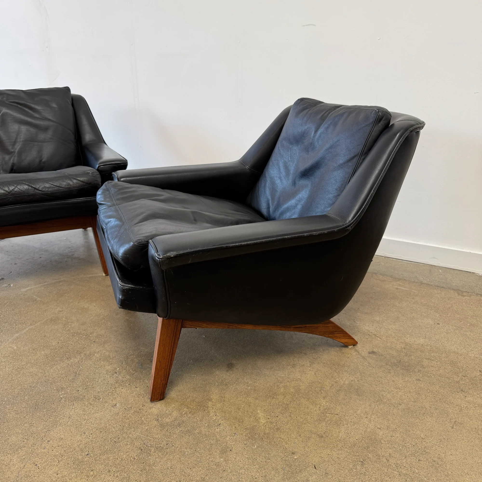 Danish Modern Teak Leather Lounge Chairs by Langfeld Design for ESA - Image 4