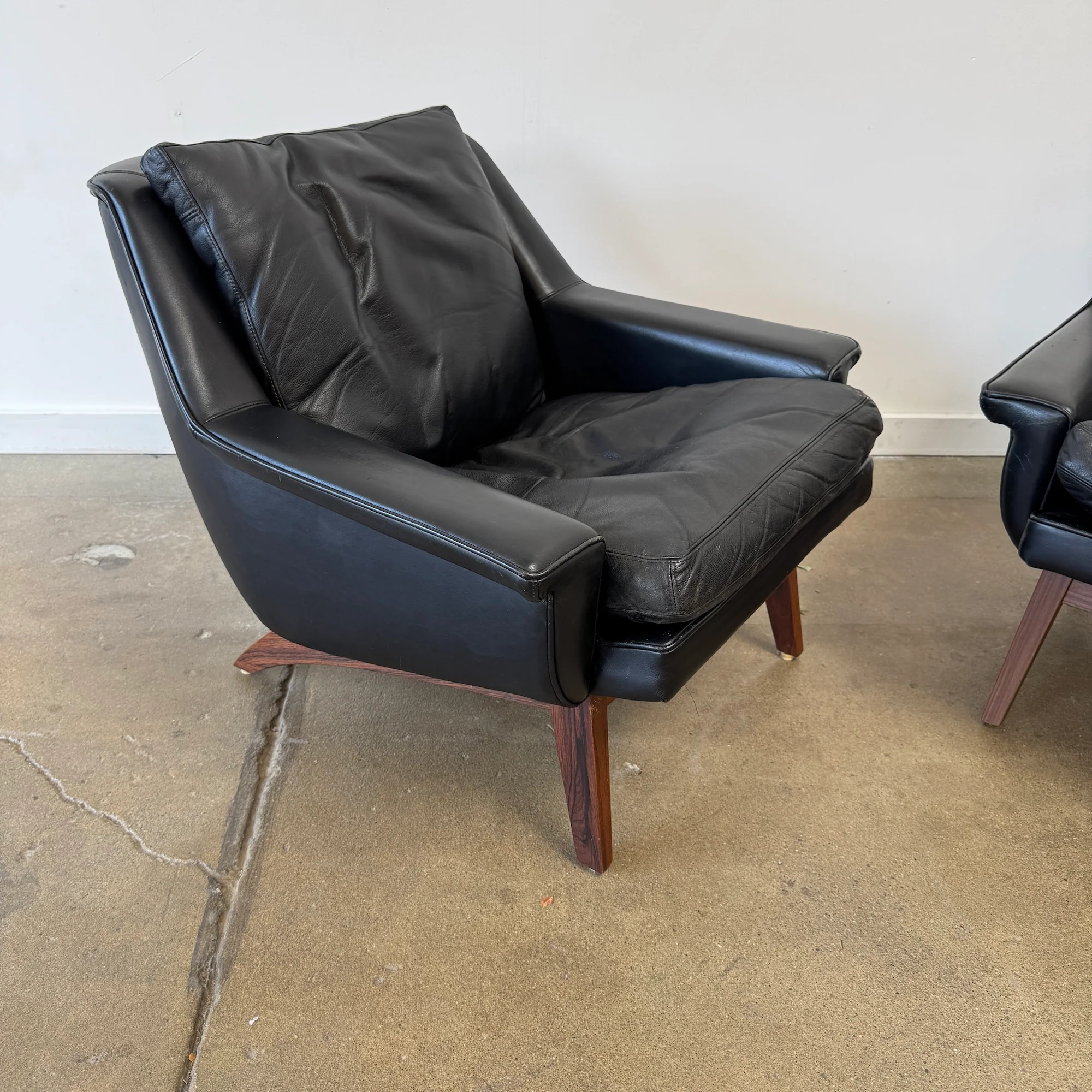 Danish Modern Teak Leather Lounge Chairs by Langfeld Design for ESA - Image 7