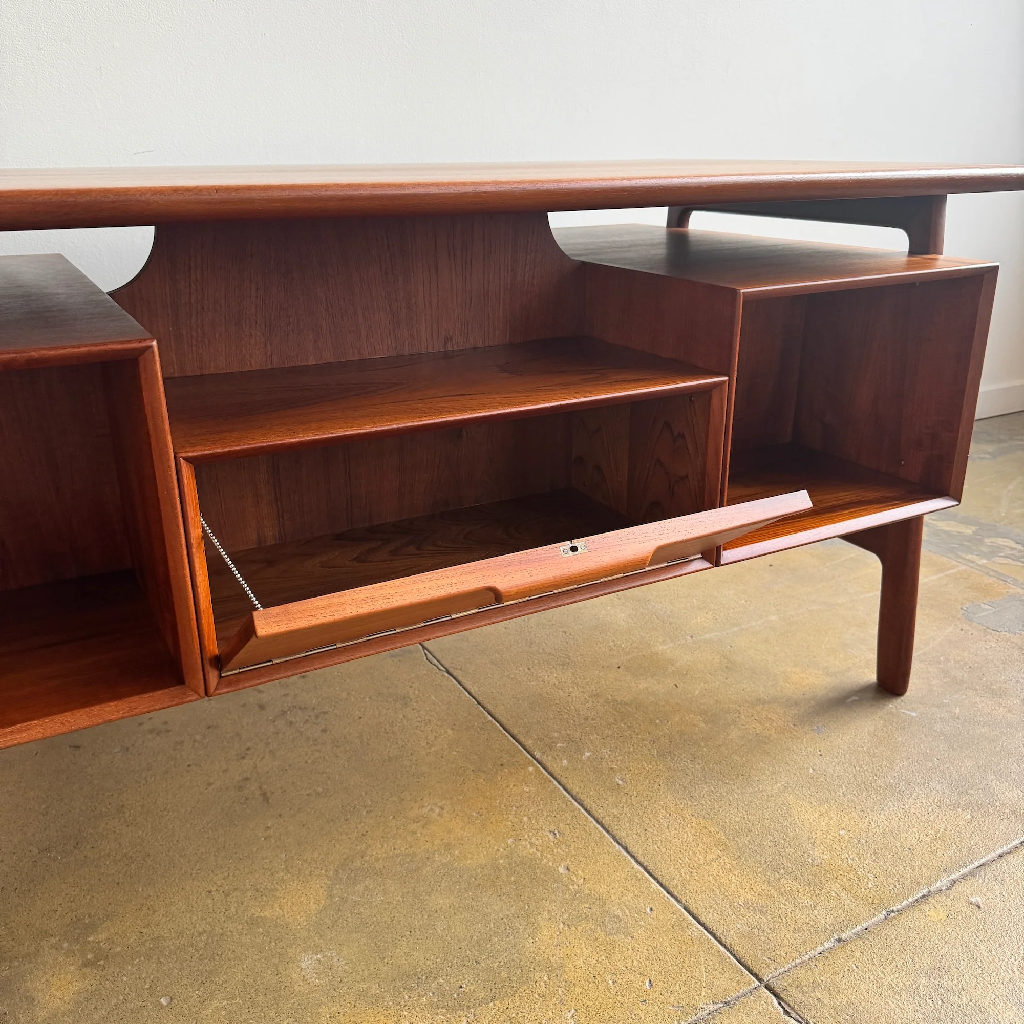 Danish Modern Teak "Model 75" Executive Desk by Gunni Omann (Refinished) - Image 9