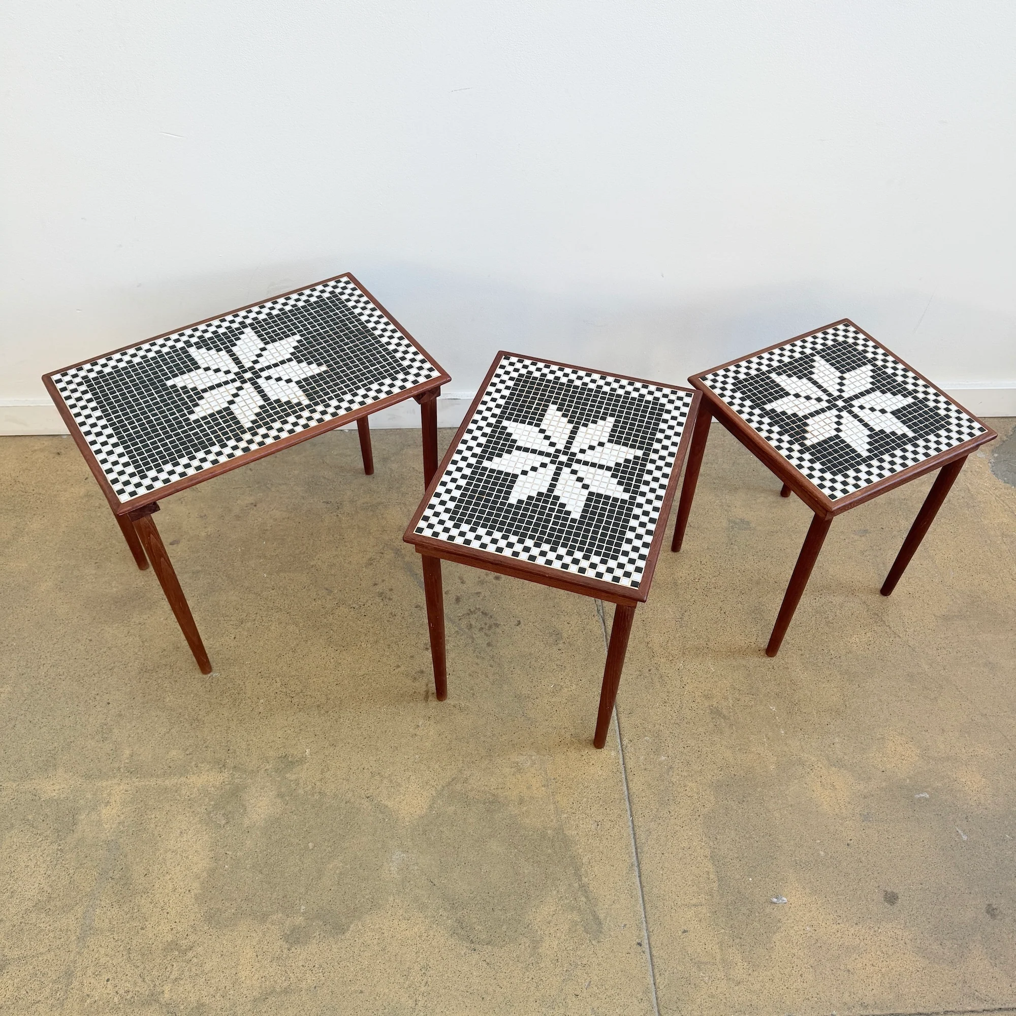 Danish Modern Teak Mosaic Nesting Tables, 1960s - Image 3