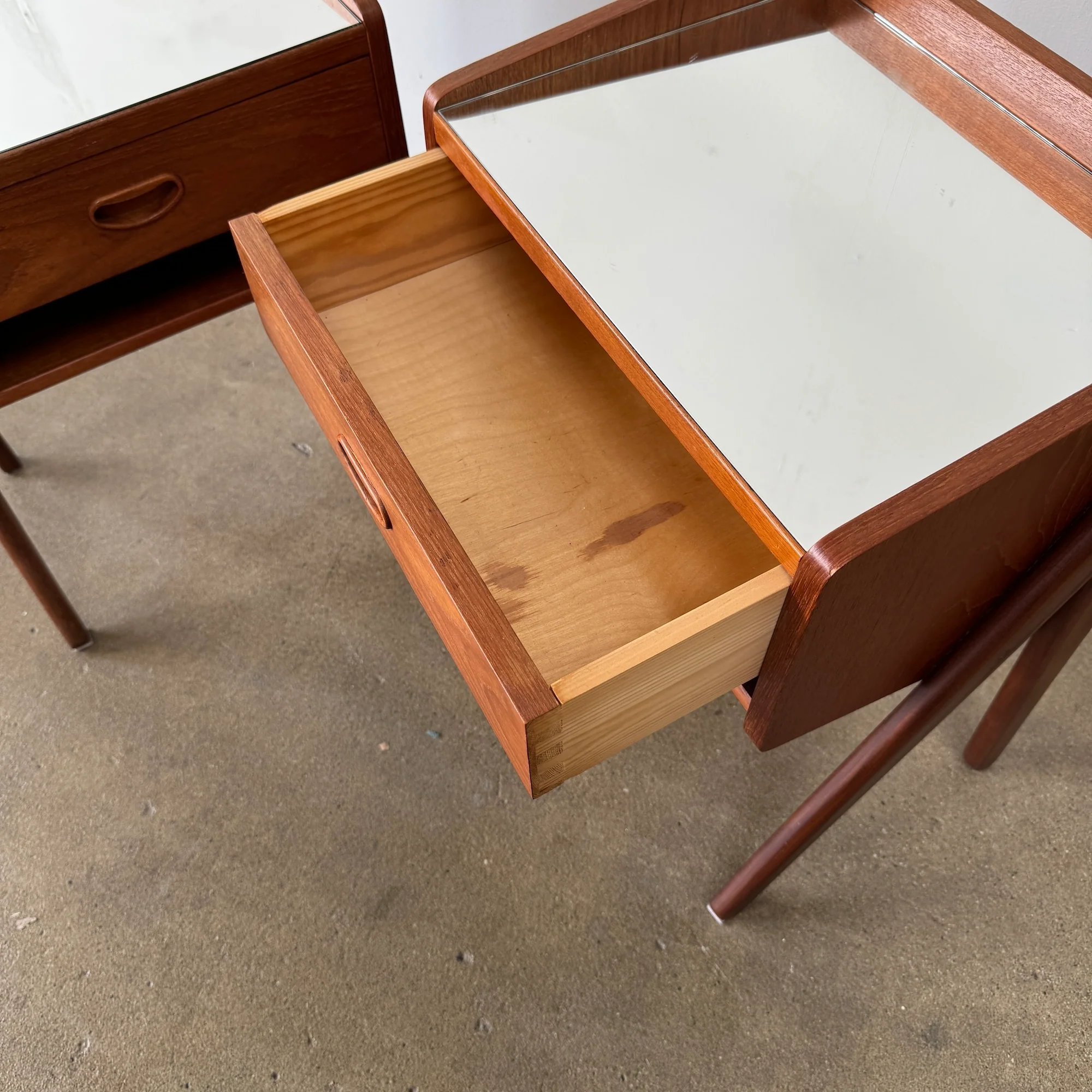 Danish Modern Teak Nightstands with Mirror Tops - Image 6