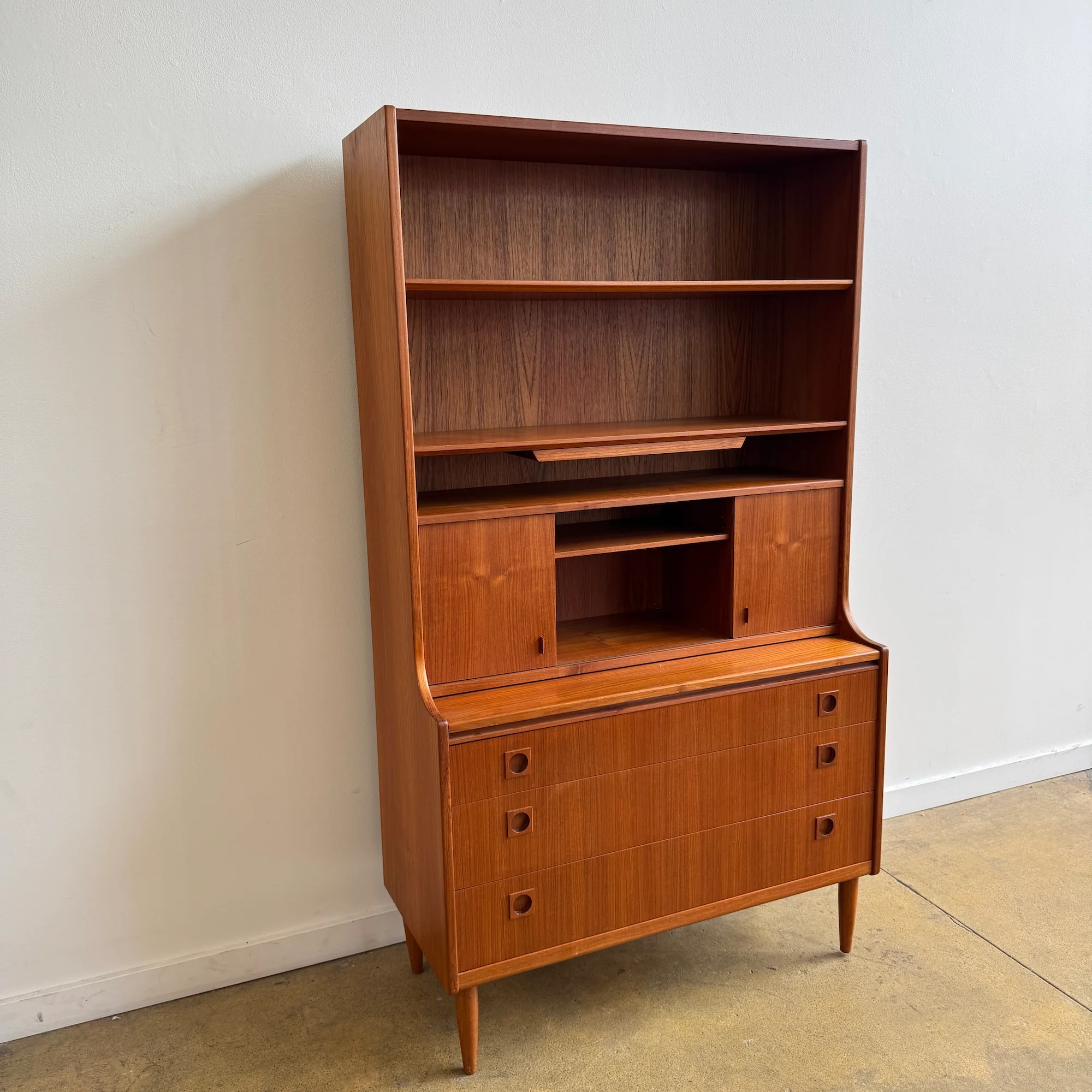 Danish Modern Teak Secretary Cabinet with Vanity & Drawers, 1960s - Image 2