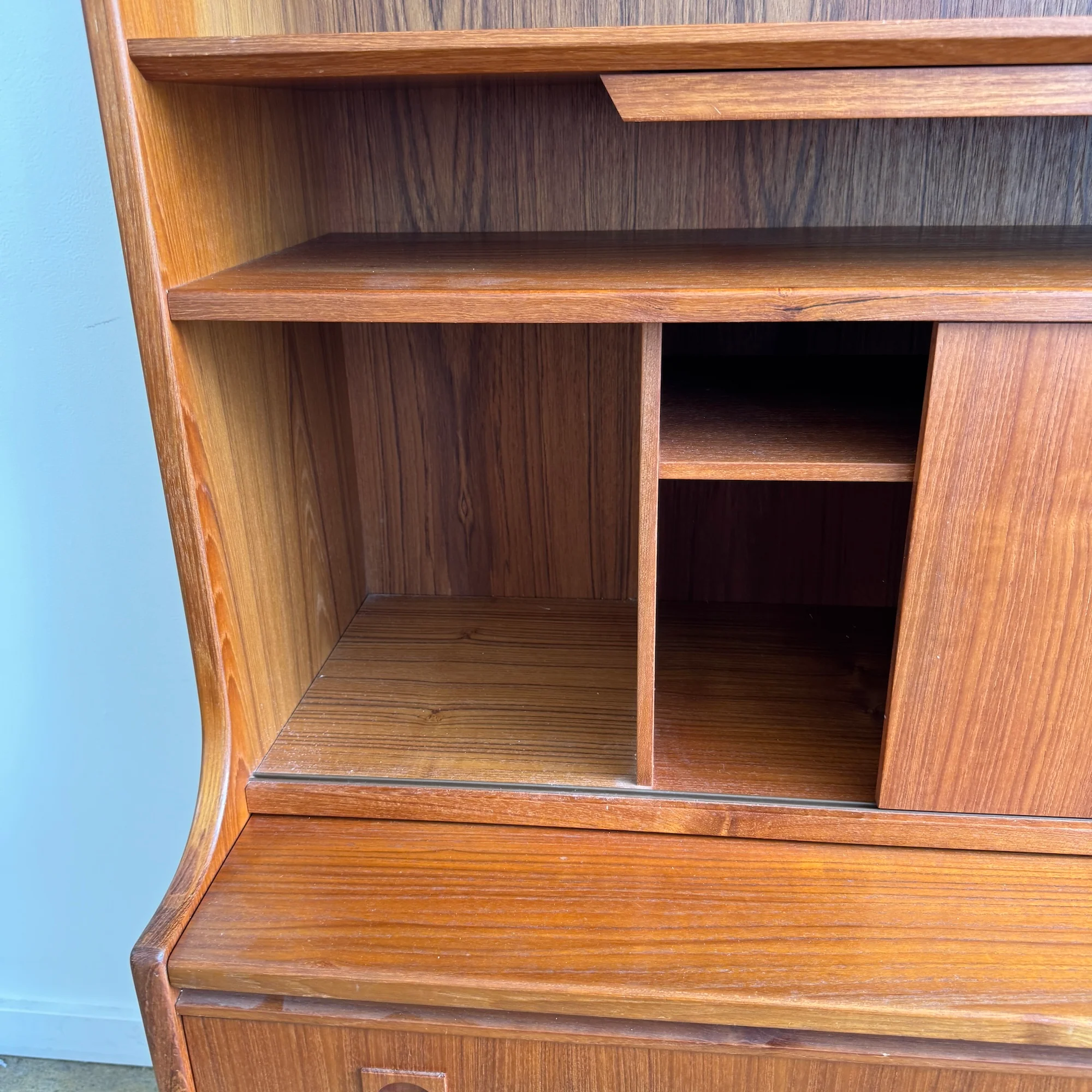 Danish Modern Teak Secretary Cabinet with Vanity & Drawers, 1960s - Image 4