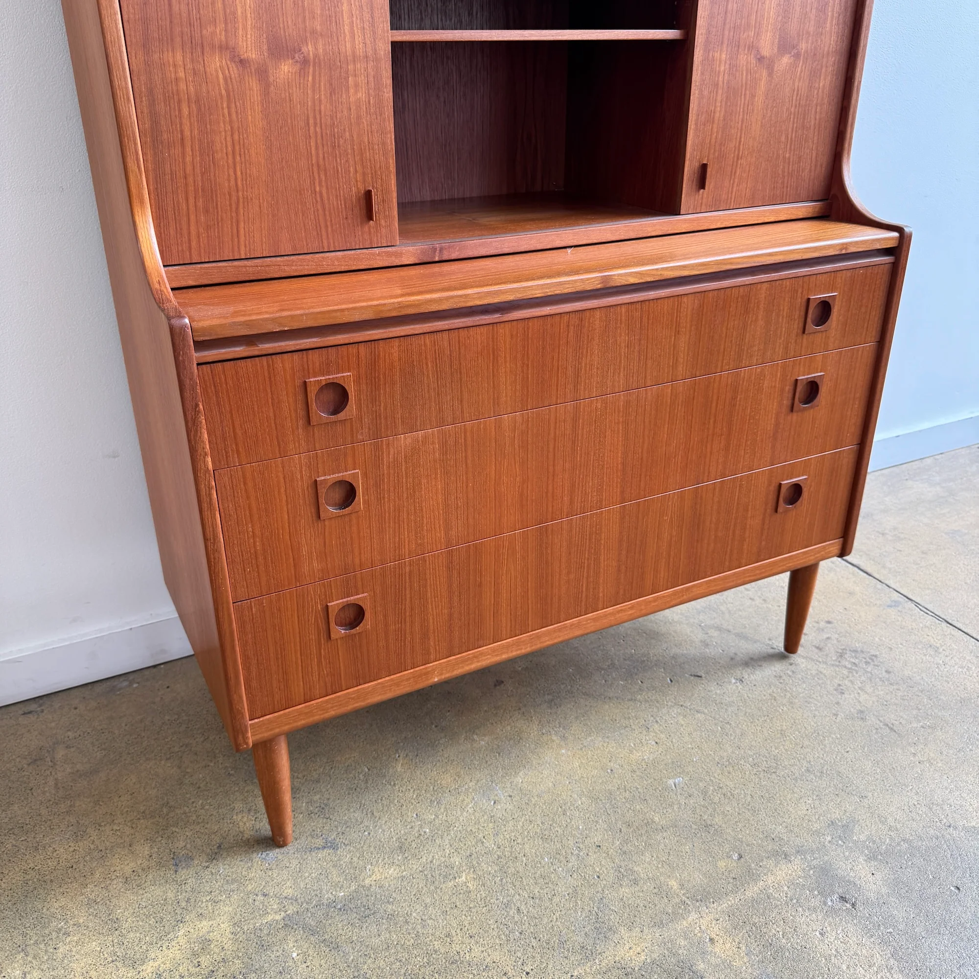 Danish Modern Teak Secretary Cabinet with Vanity & Drawers, 1960s - Image 6
