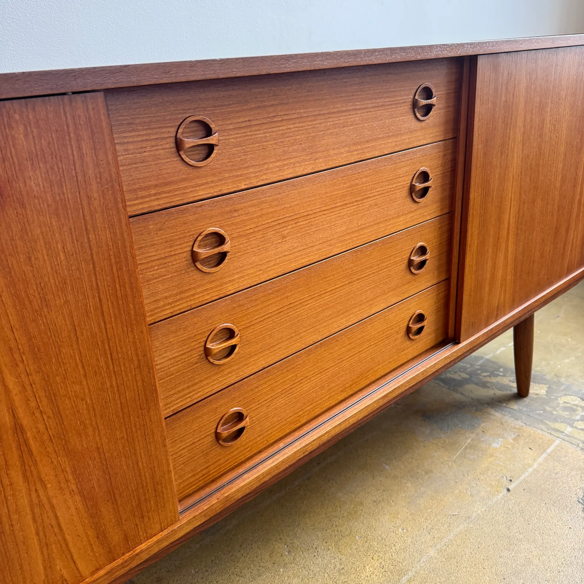 Danish Modern Teak Sideboard with 4 Drawers (Refinished) - Image 5