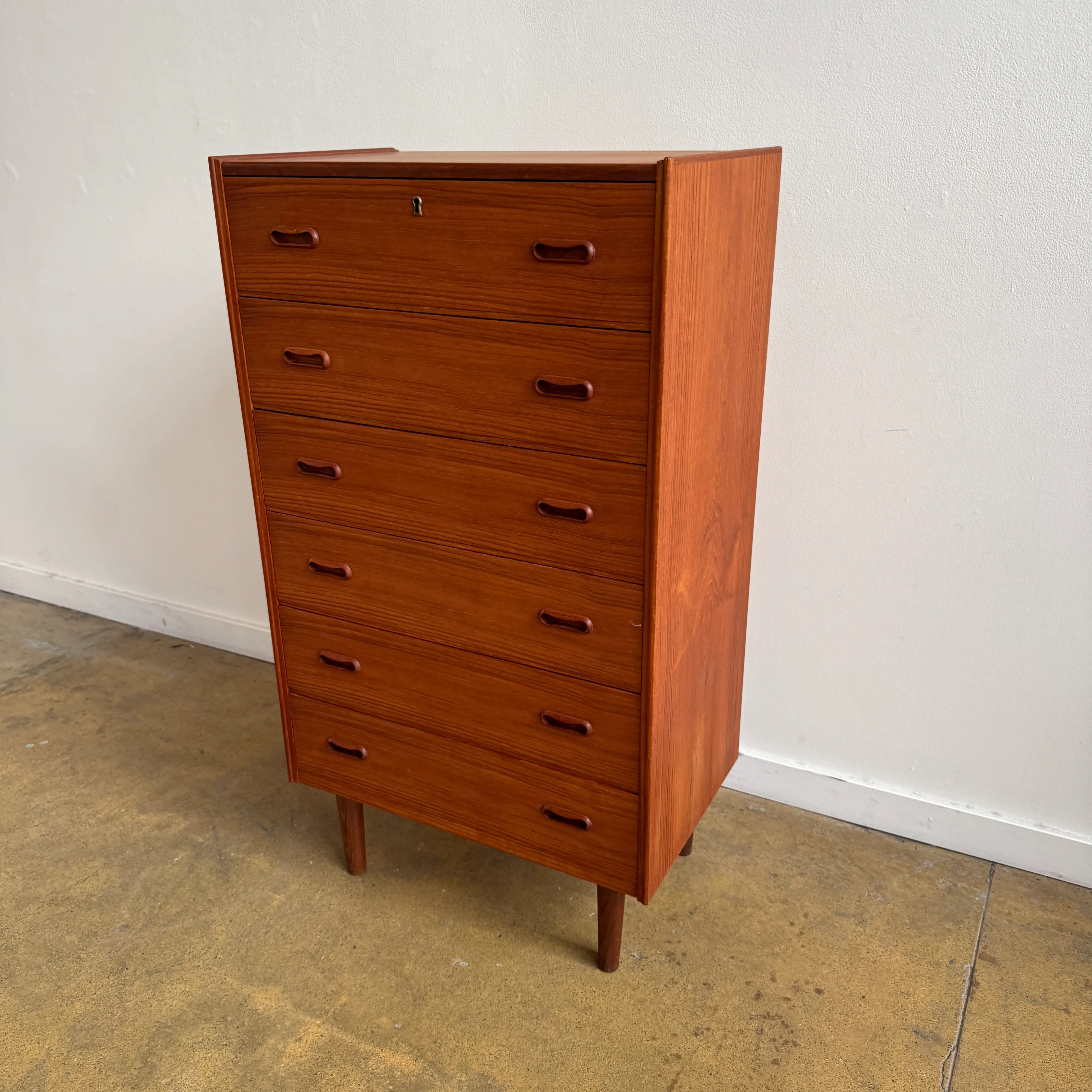 Danish Modern Teak Tall 6 Drawer Dresser - Image 3