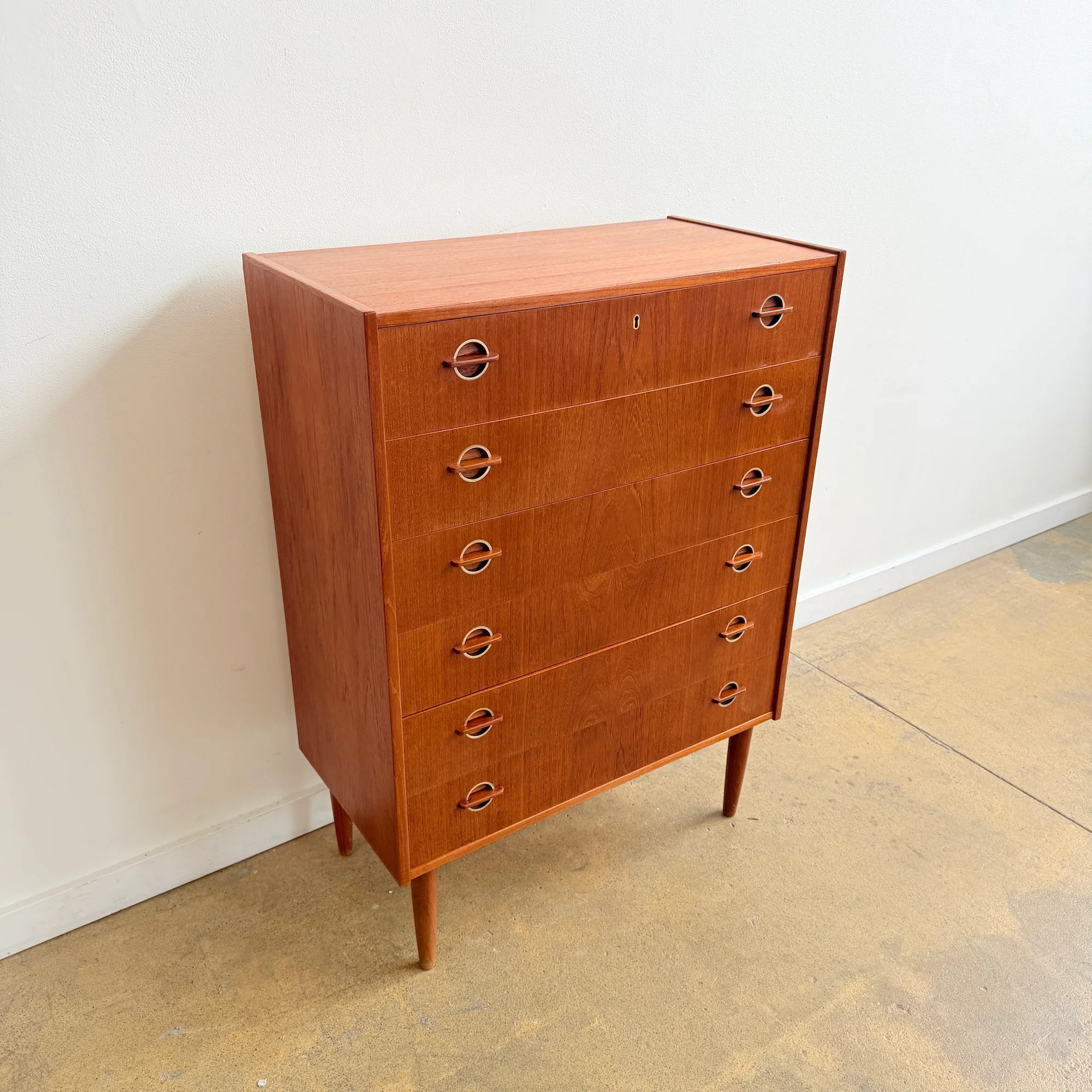 Danish Modern Teak Tallboy Dresser with 6 Drawers - Image 3