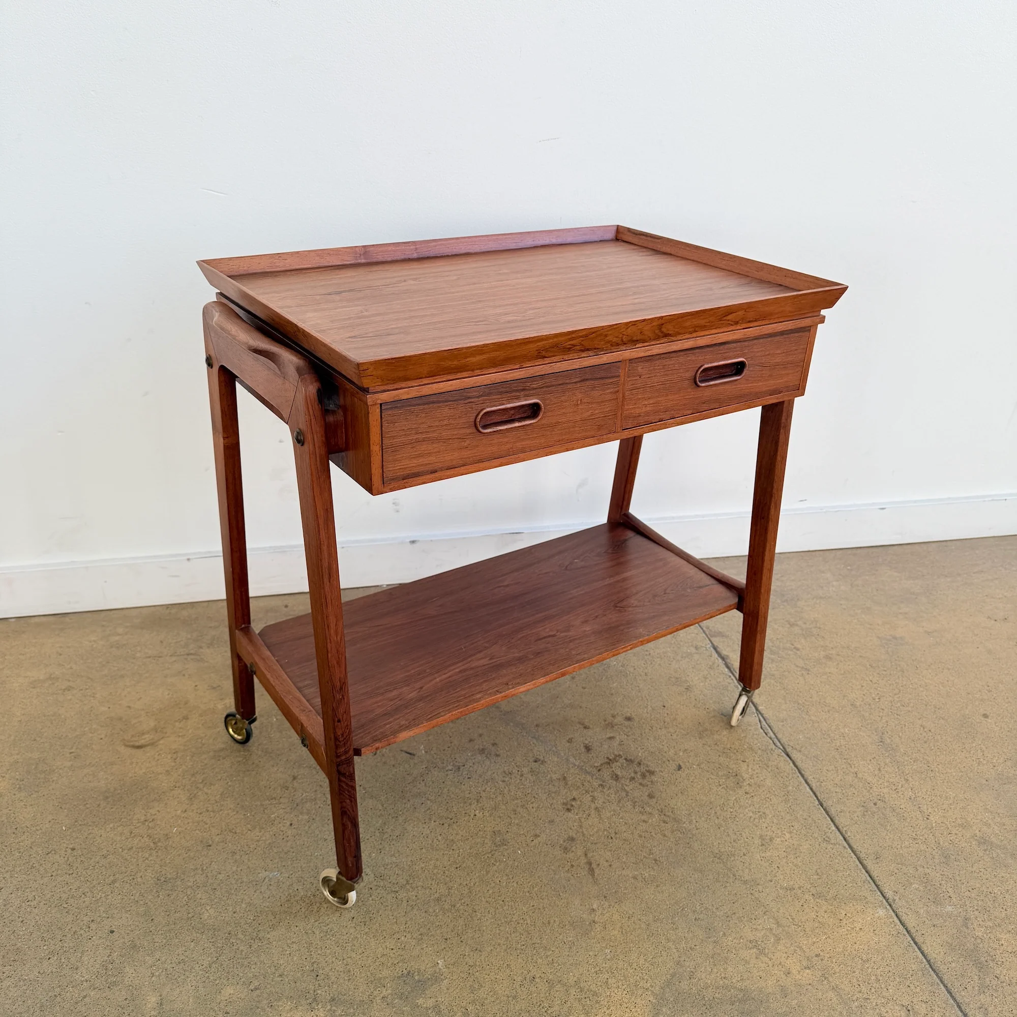 Danish Modern Teak Trolley Cabinet on Wheel - Image 2
