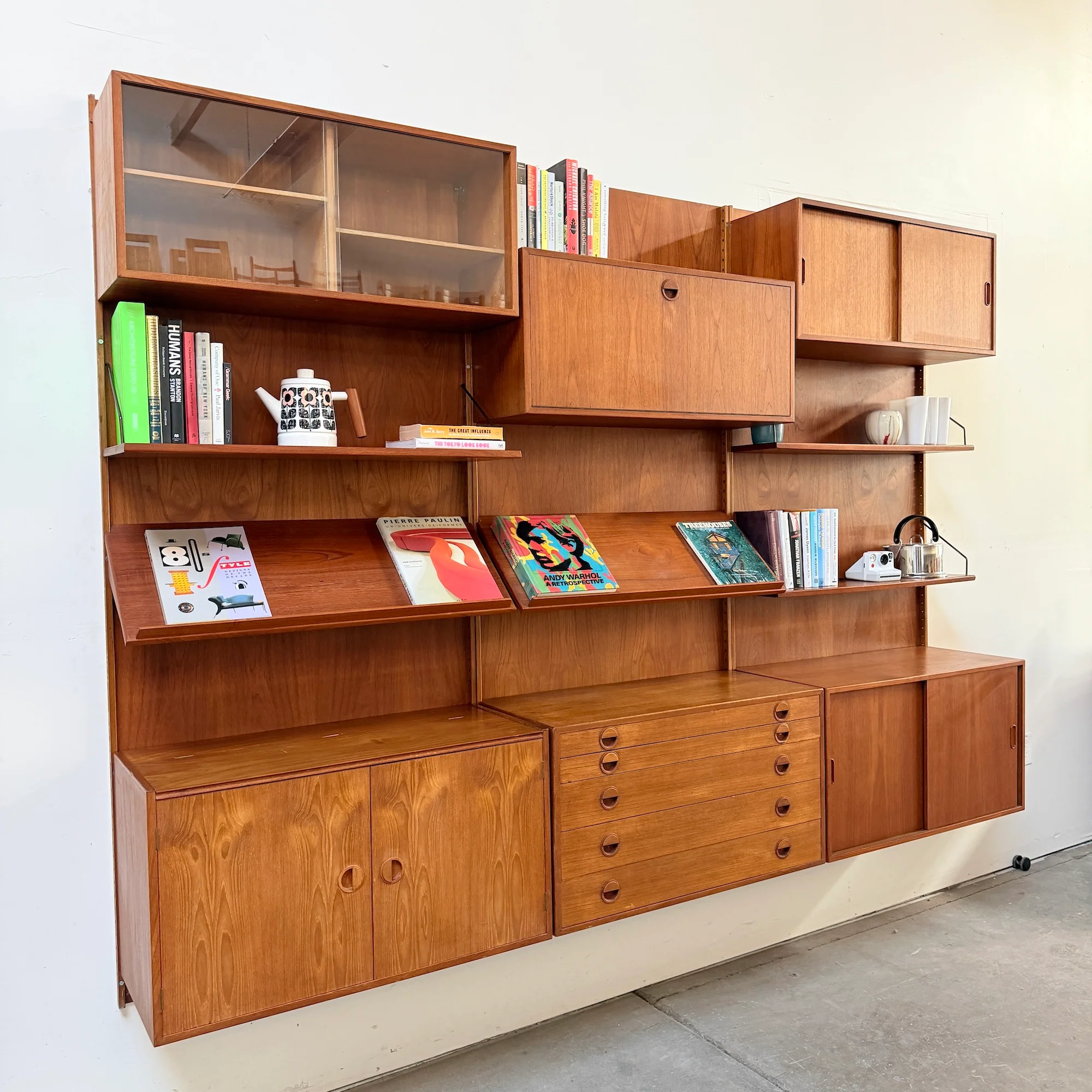 Danish Modern Teakwood 3 Bay Wall Unit System by HG Furniture - Image 2