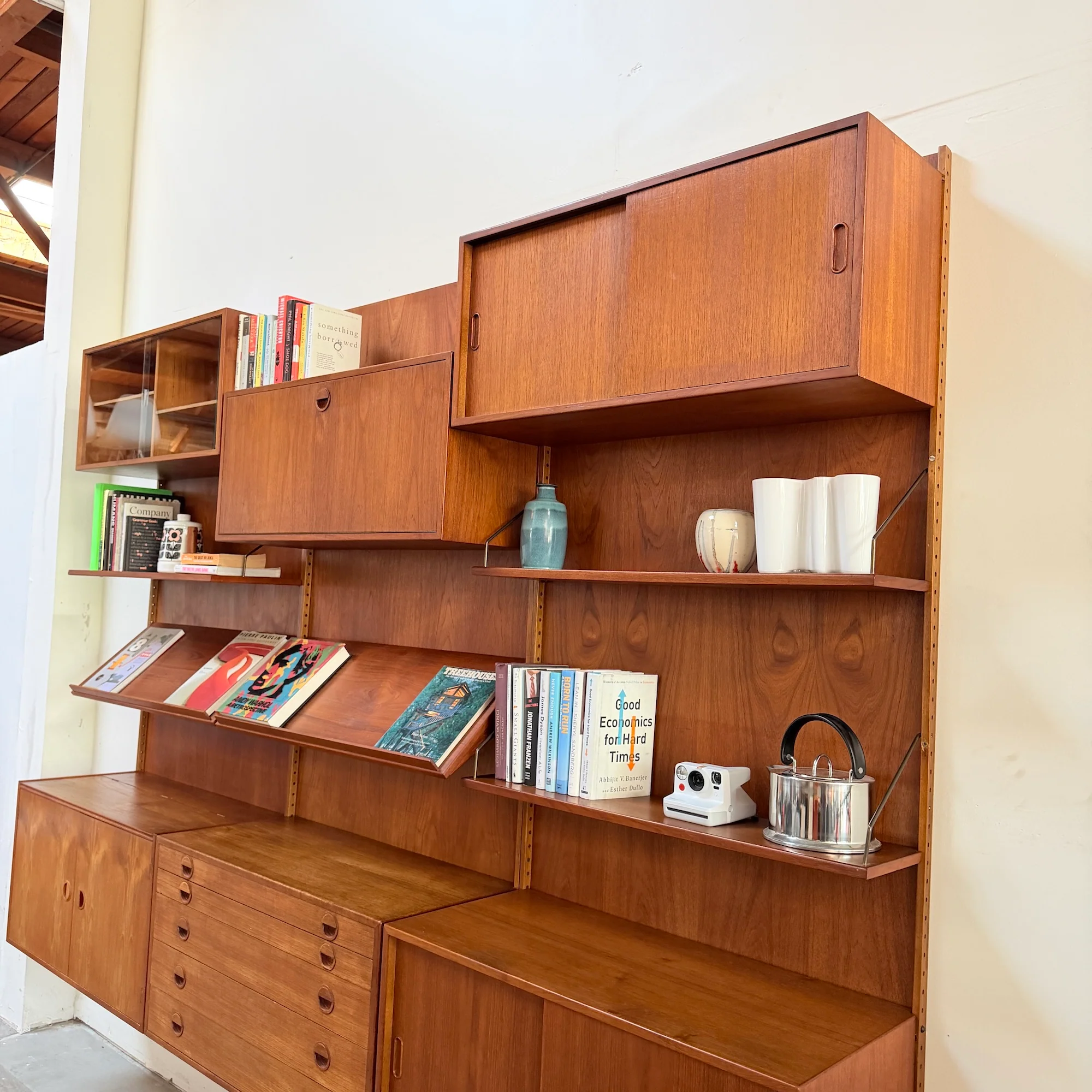 Danish Modern Teakwood 3 Bay Wall Unit System by HG Furniture - Image 5