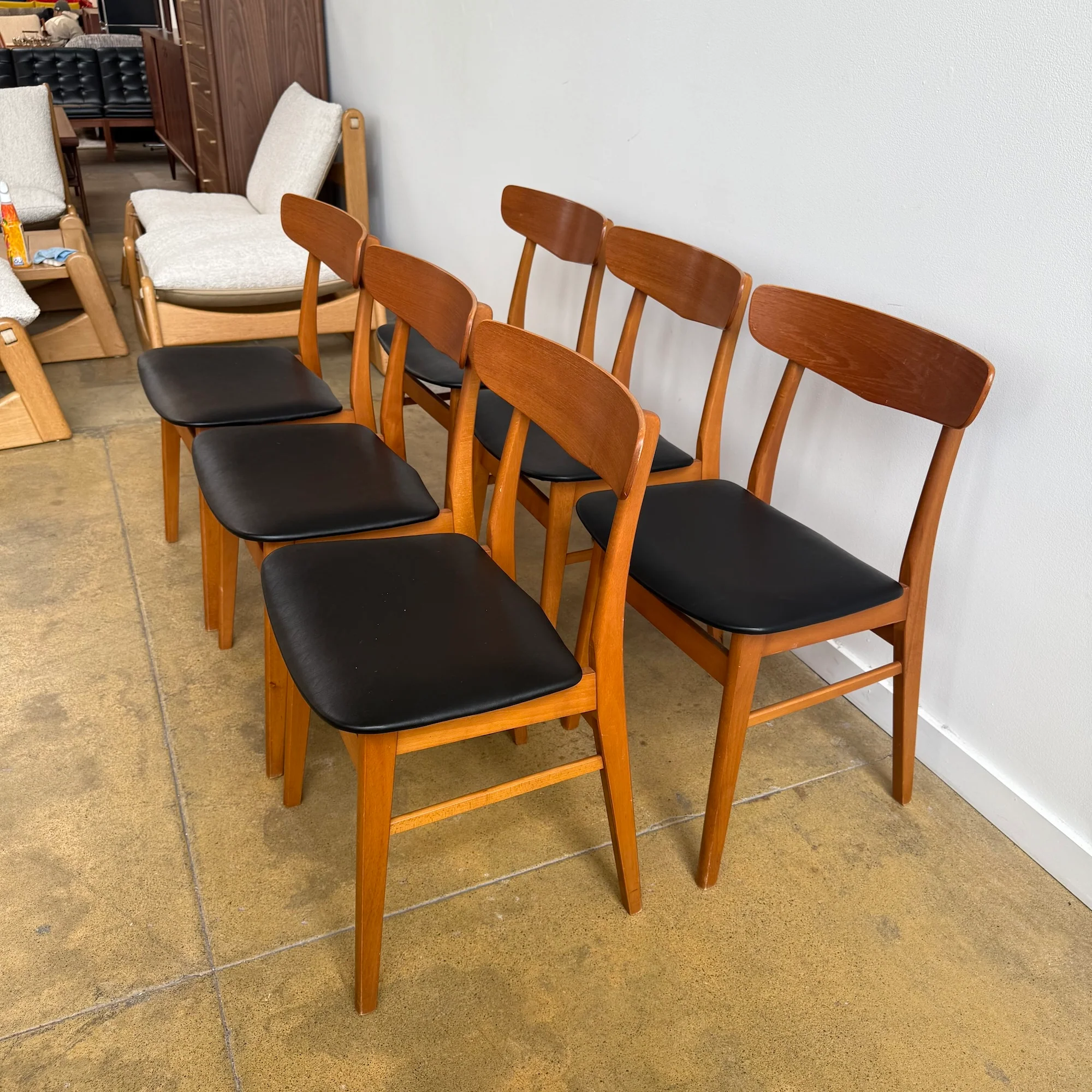 Danish Modern Teakwood set of 6 chairs by Farstrup (New Upholstery) - Image 4