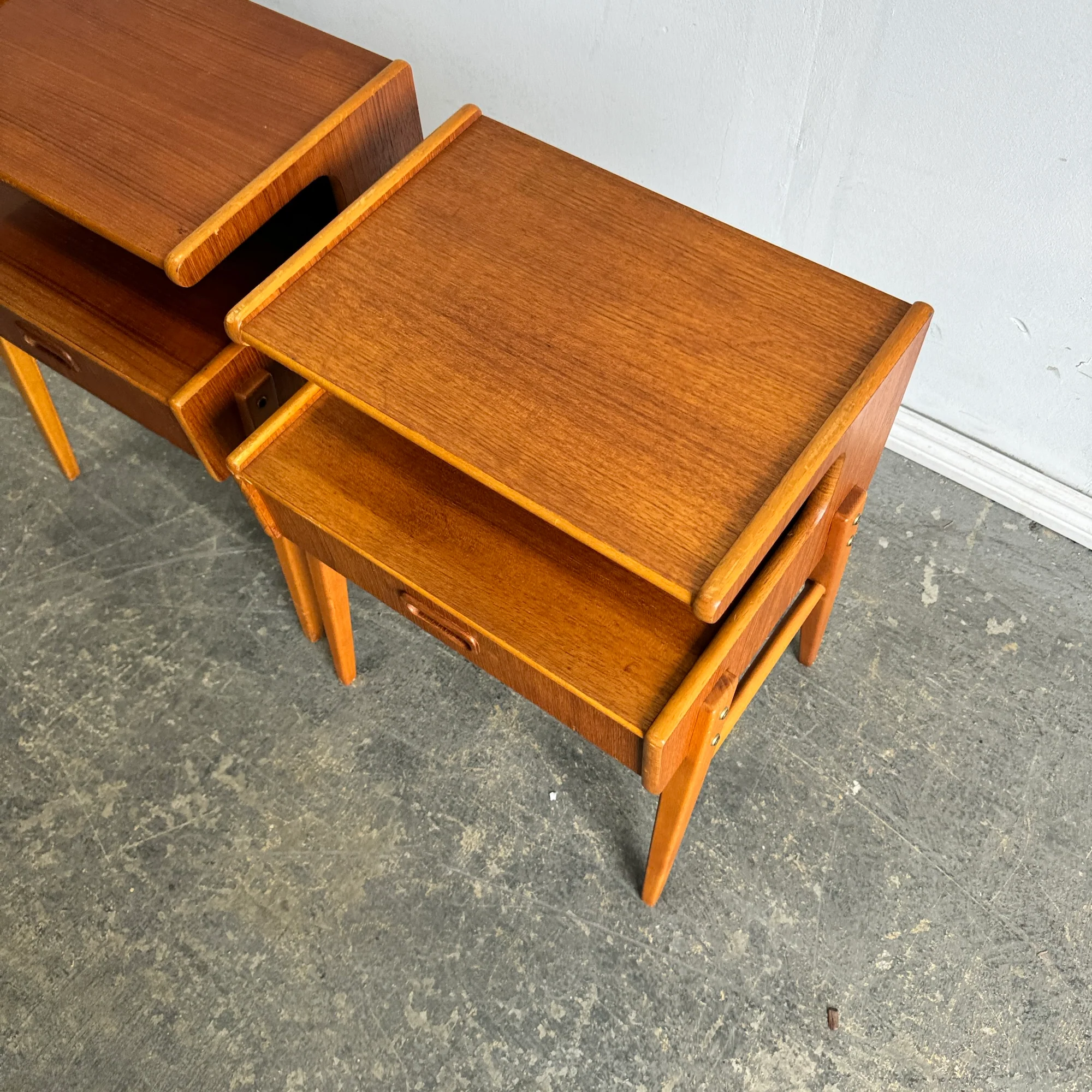 Danish Modern Two-Tier set of 2 Teak Nightstands - Image 4