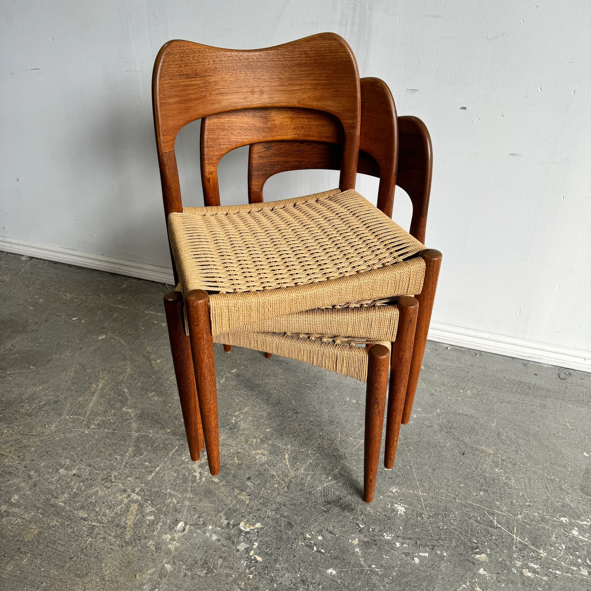 Danish Set of 3 Niels Moller Model 77 Teak Chairs - Image 5