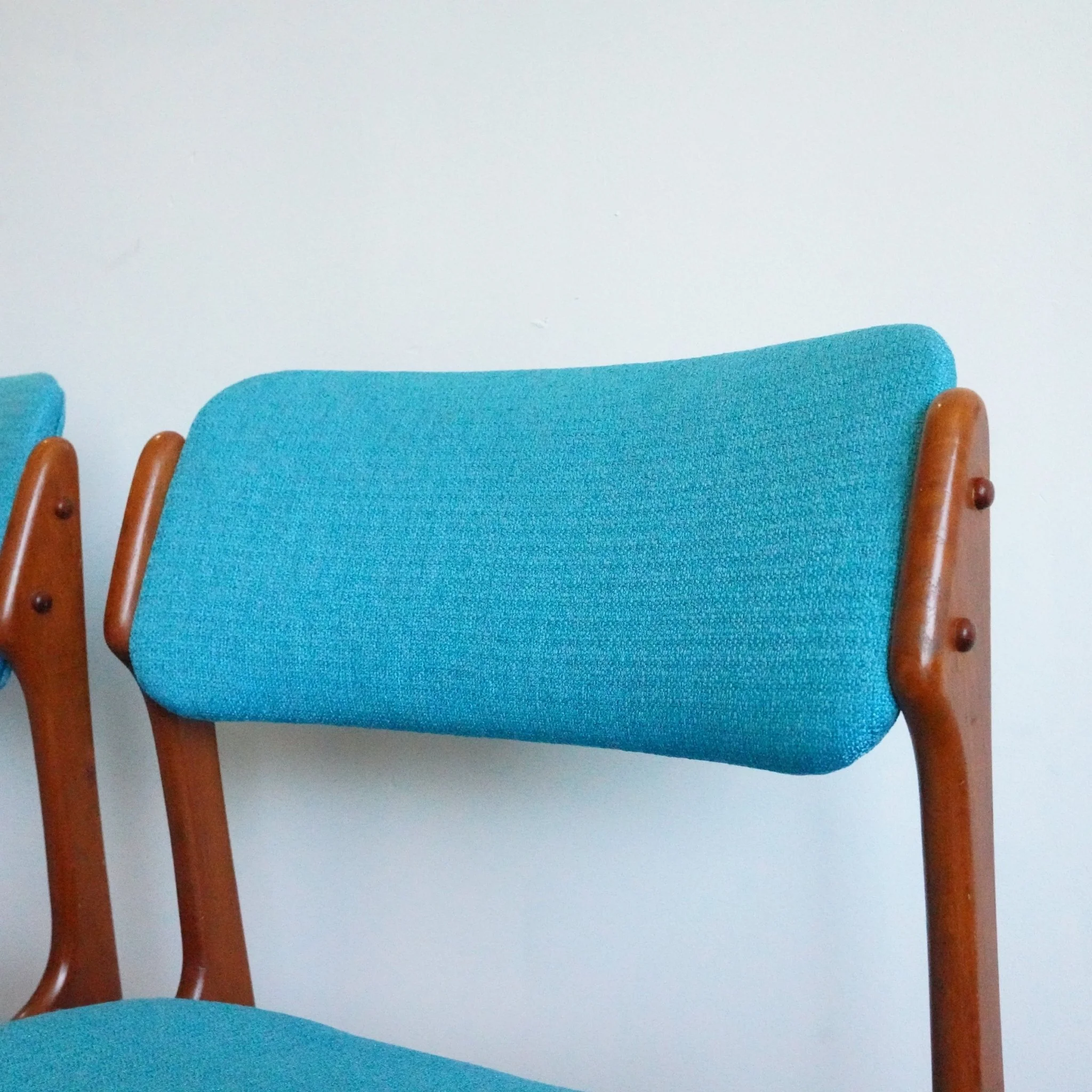 Danish set of 4 dinings chairs in teak and blue fabric, Erik BUCH - 1960s - Image 3