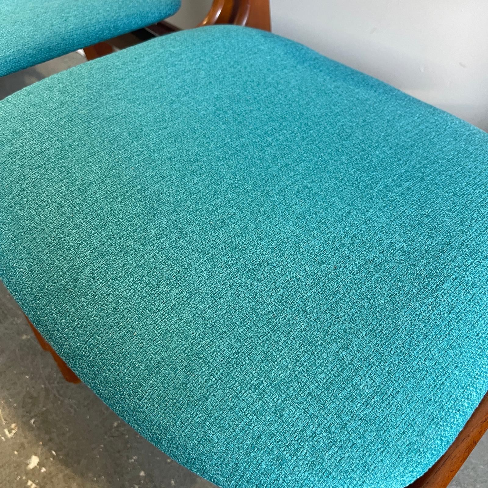 Danish set of 4 dinings chairs in teak and blue fabric, Erik BUCH - 1960s - Image 3