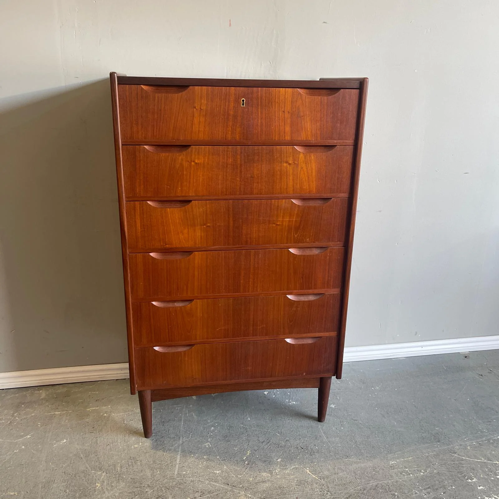Danish Tall Vintage Teak Chest of Drawers, 1960s - Image 6