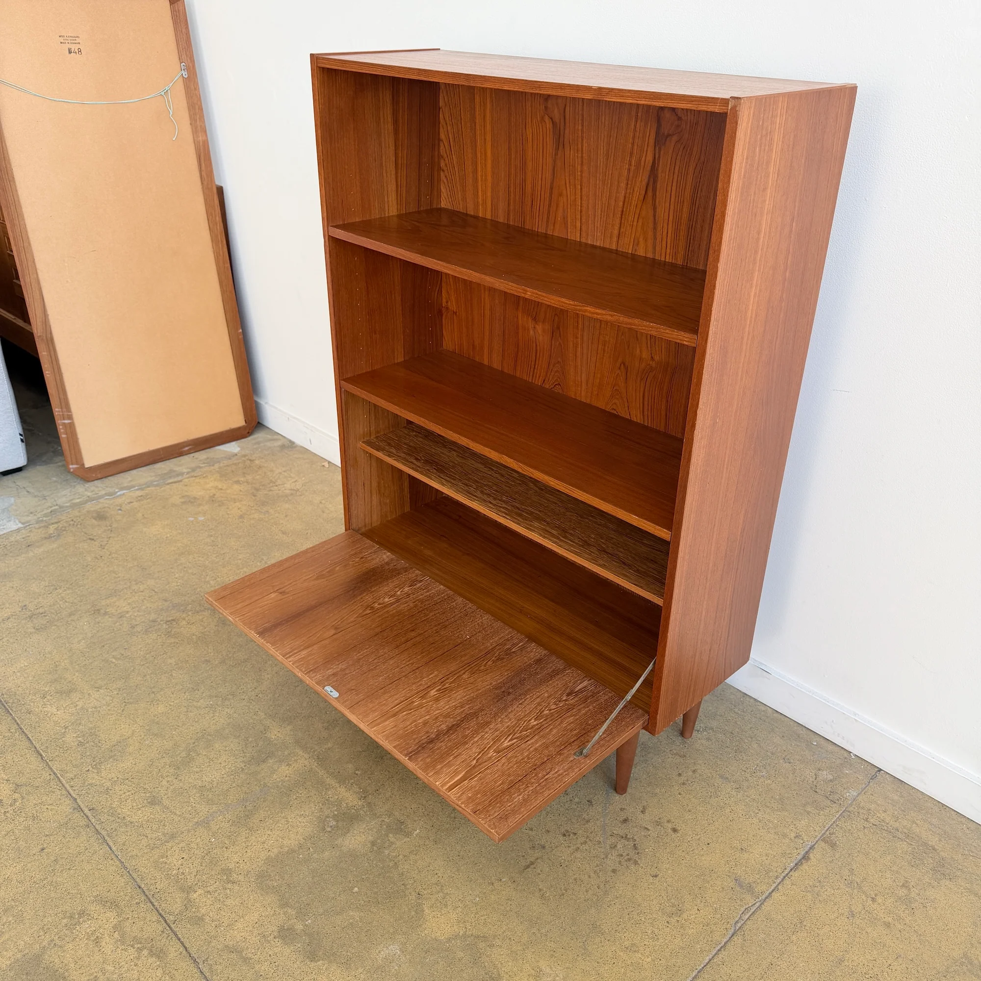 Danish Teak Bookcase With Drop-Down Door by Clausen , 1960s - Image 9